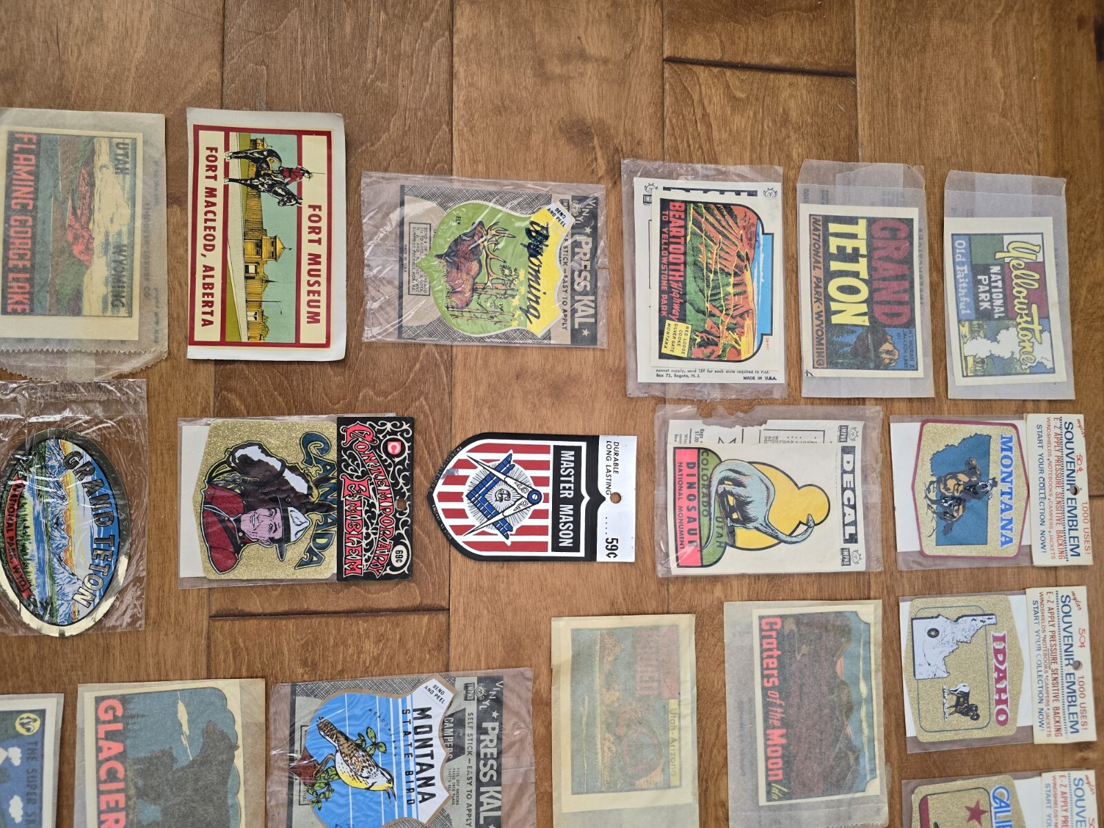 Vintage ( 24 ) National Park Travel Decals Wyoming, Montana, Yellowstone & More