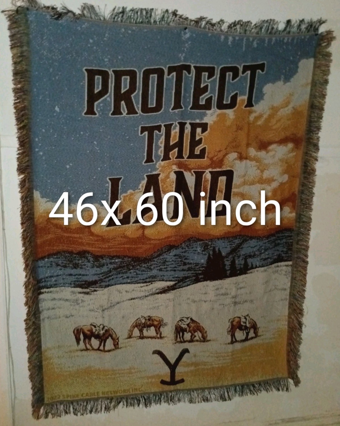 Yellowstone Dutton Ranch “Protect the Land” Woven Tapestry Throw Blanket