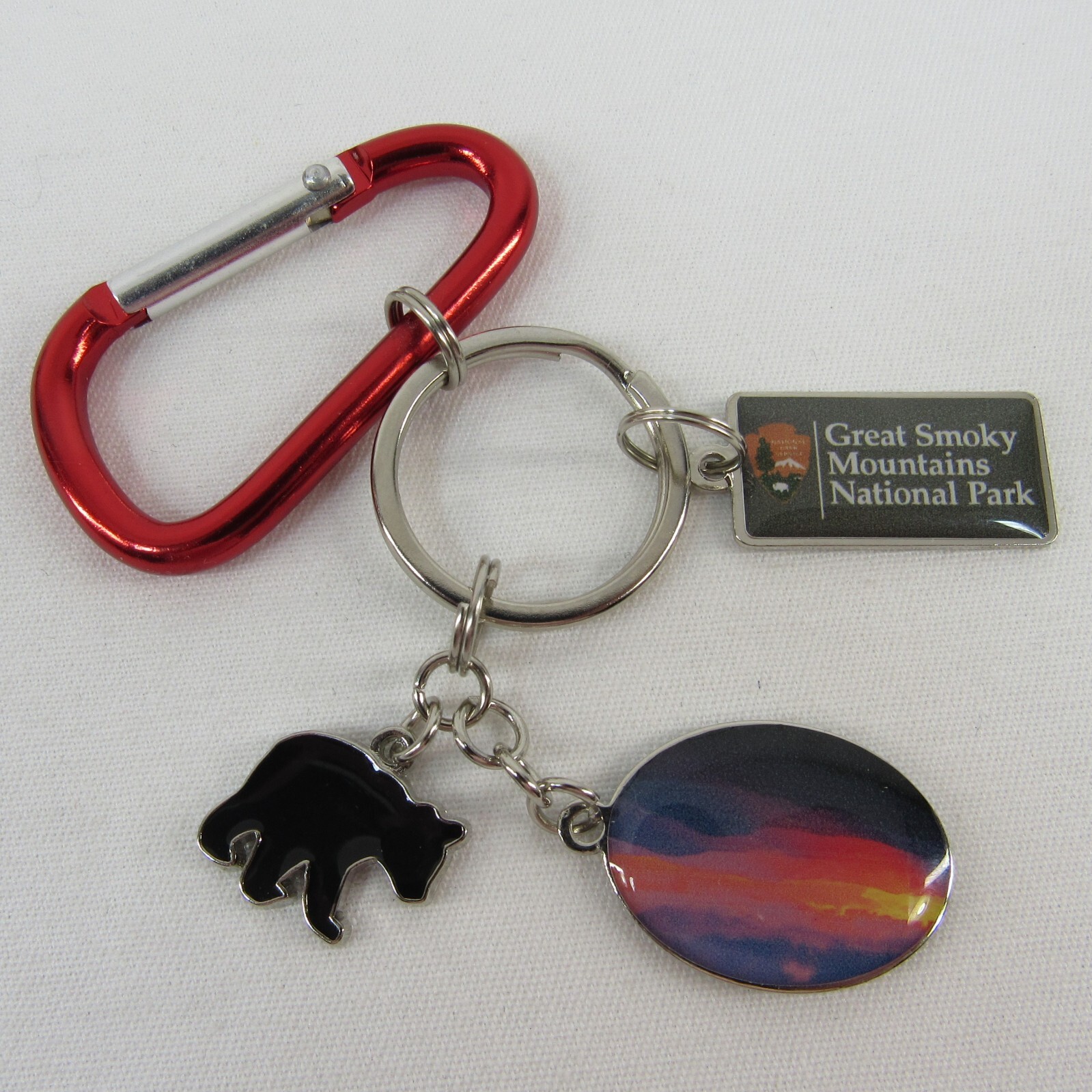 GSMP Souvenir Keychain Great Smoky Mountains National Park Black Bear Charms Red
