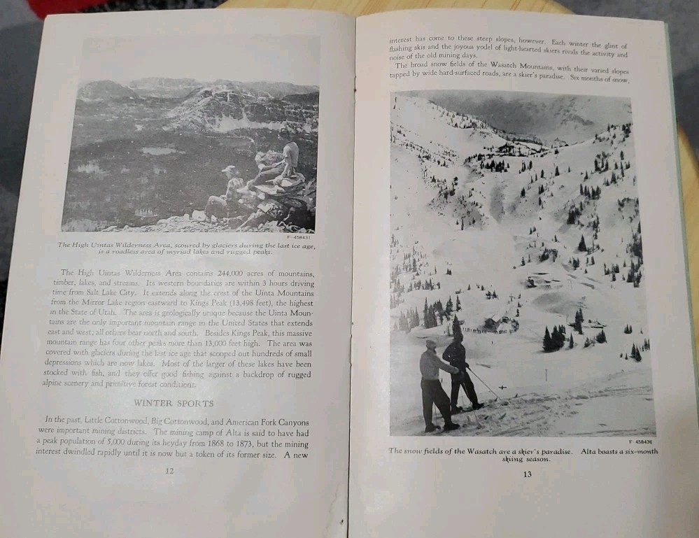 Vtg Wasatch National Forest Utah Brochure 1952 USDA Service Travel Souvenir