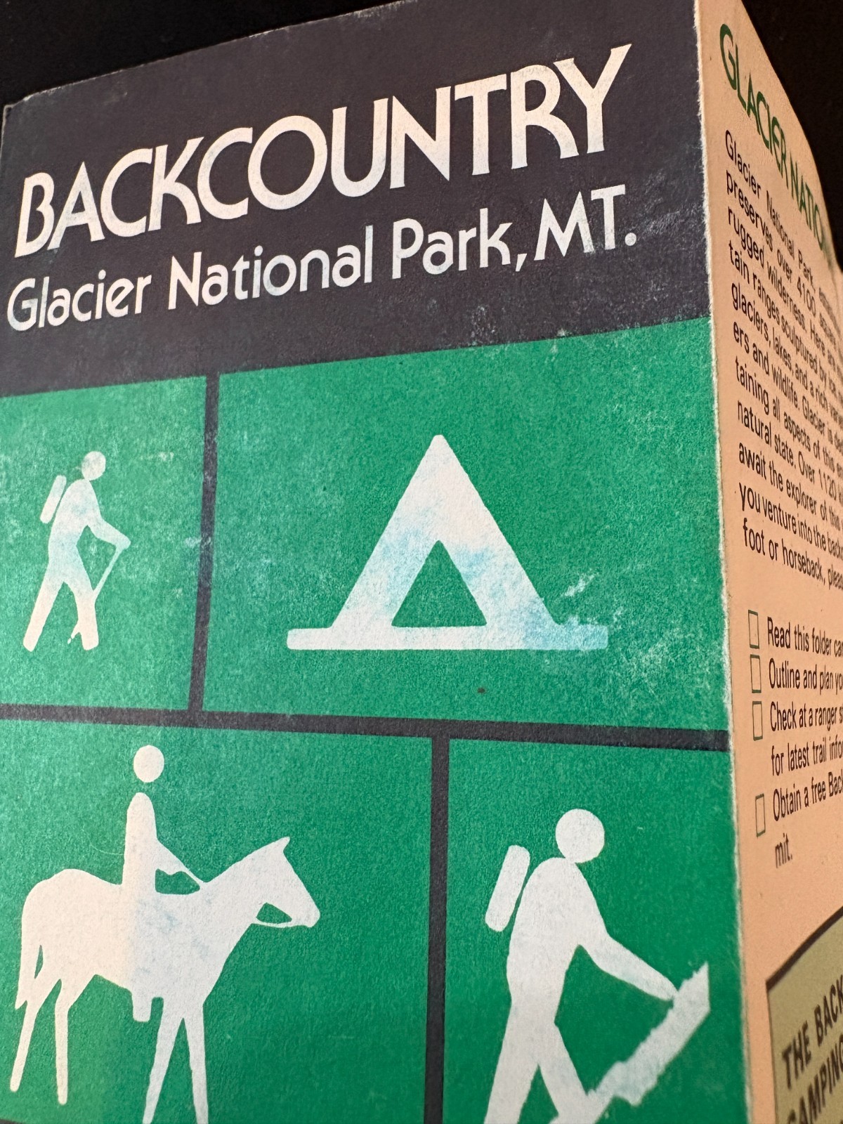 Glacier National Park Montana – Backcountry Map & Trail Guide Ephemera