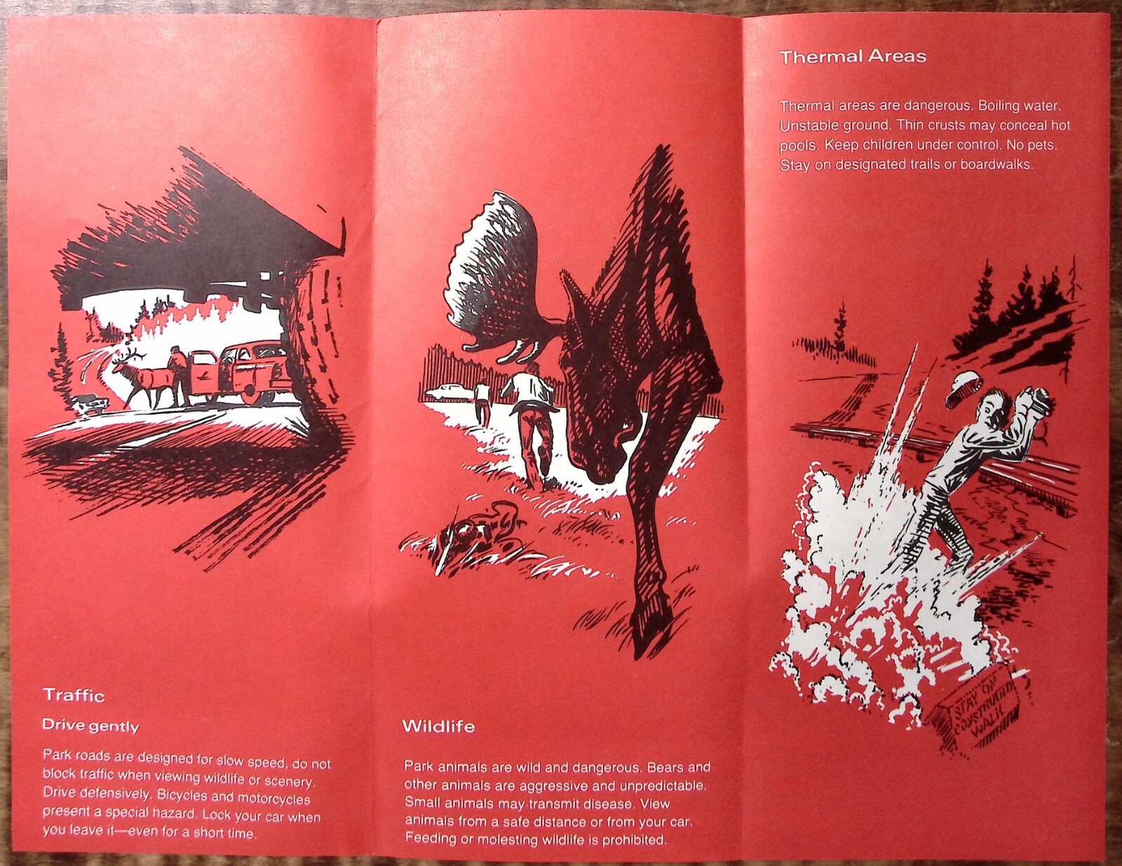 1979 YELLOWSTONE NATIONAL PARK DANGER HAZARDS IN PARK FOLD OUT BROCHURE Z6146