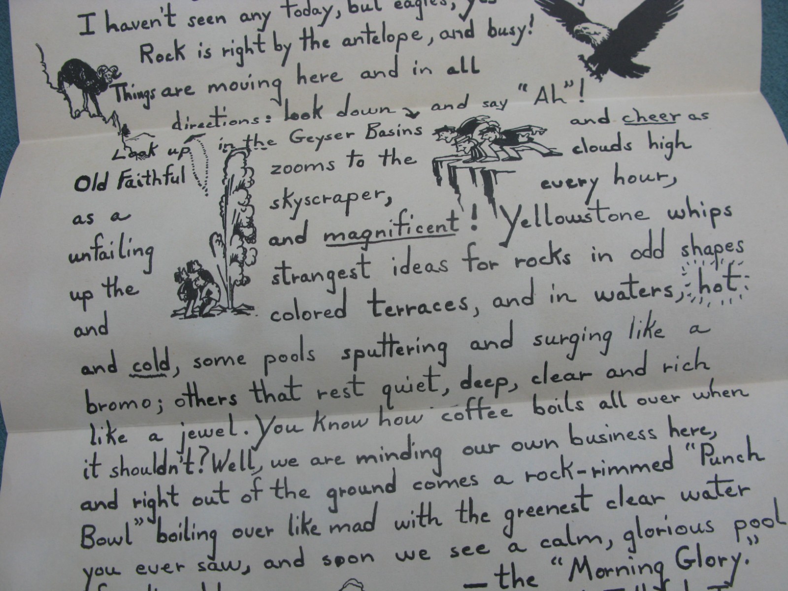 Rare, Original , Unusual and OLD Preprinted Letter from YELLOWSTONE PARK 9 x 33″