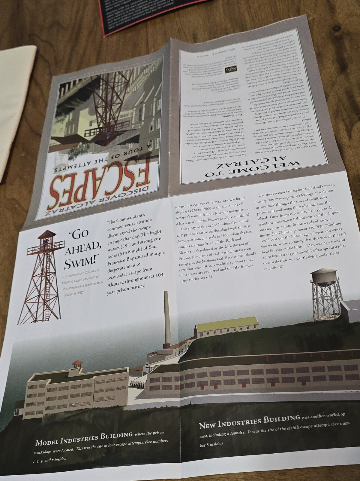 Lot Of 3 Alcatraz Memorabilia Alcatraz Women’s Cook Book Postcard & Escape Map
