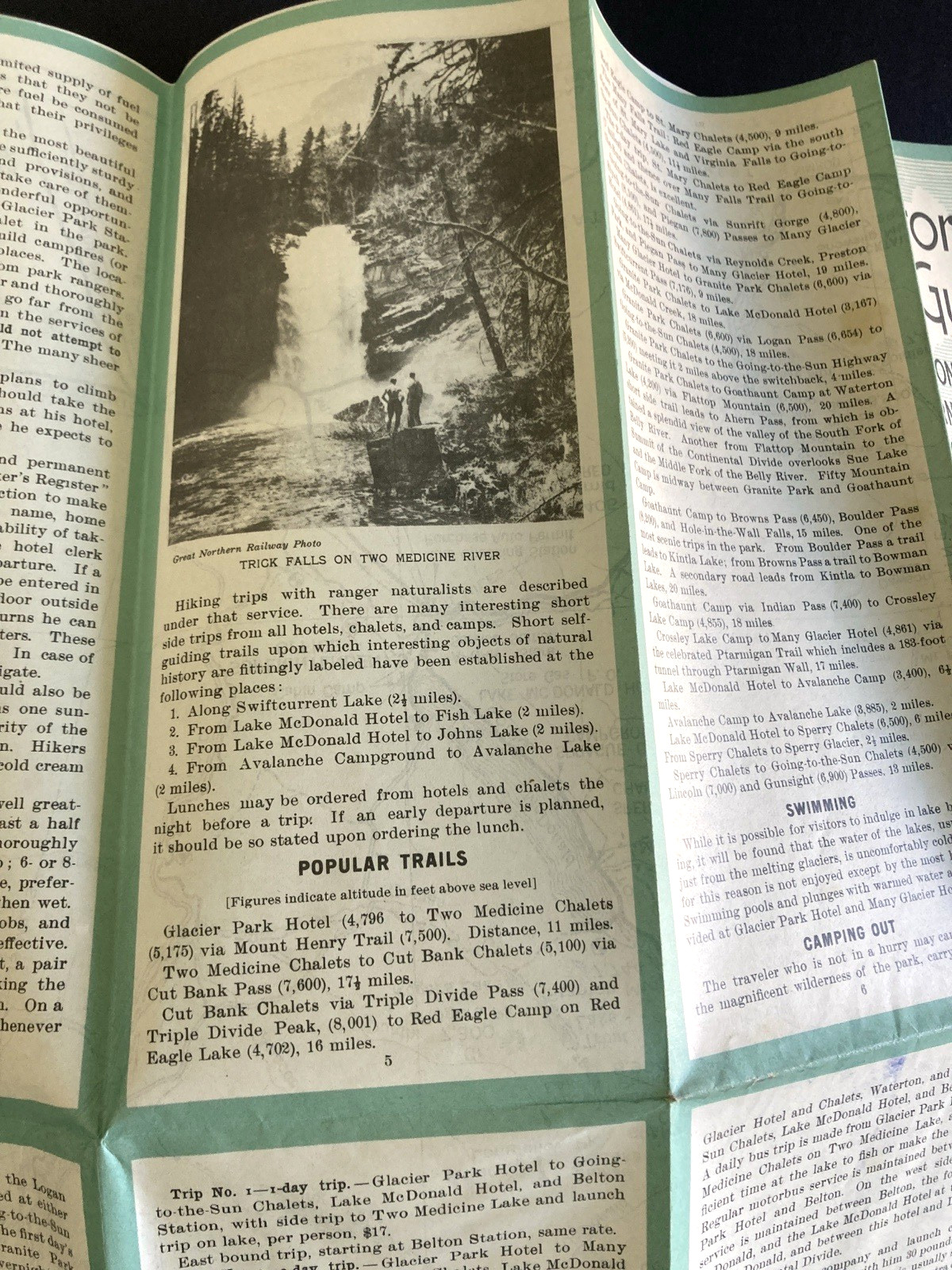 Vintage 1938 Motorists Guide GLACIER National Park Brochure Outdoors Hiking