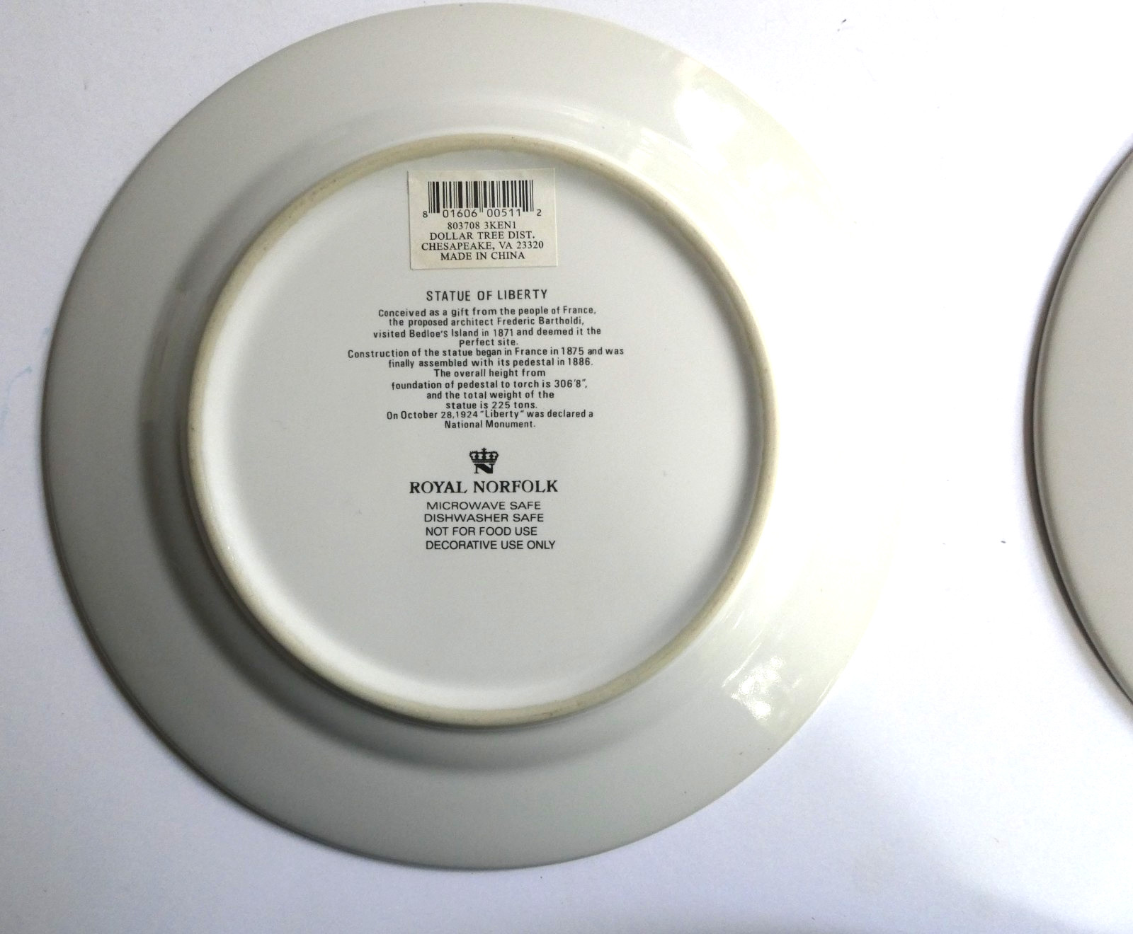Royal Norfolk 4 Lot 7.5″ Plates White House Rushmore Statue Liberty Golden Gate
