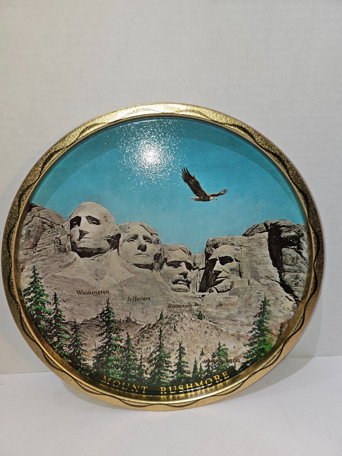 Vintage, Mount Rushmore, James L. Artig, Collector/Souvenir Metal Serving Tray