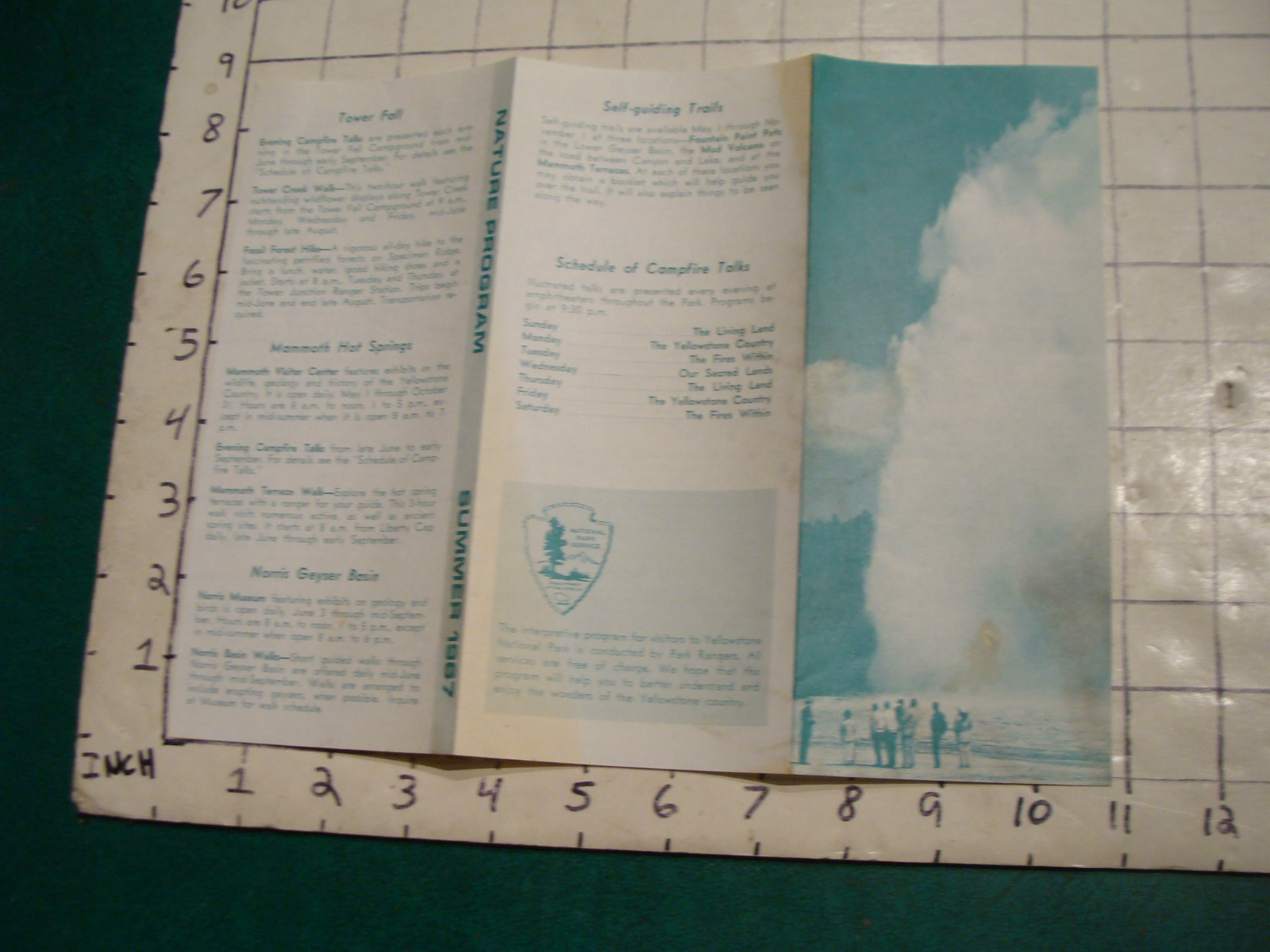 Vintage paper: YELLOWSTONE NATIONAL PARK NATURE PROGRAM summer 1967 some wear