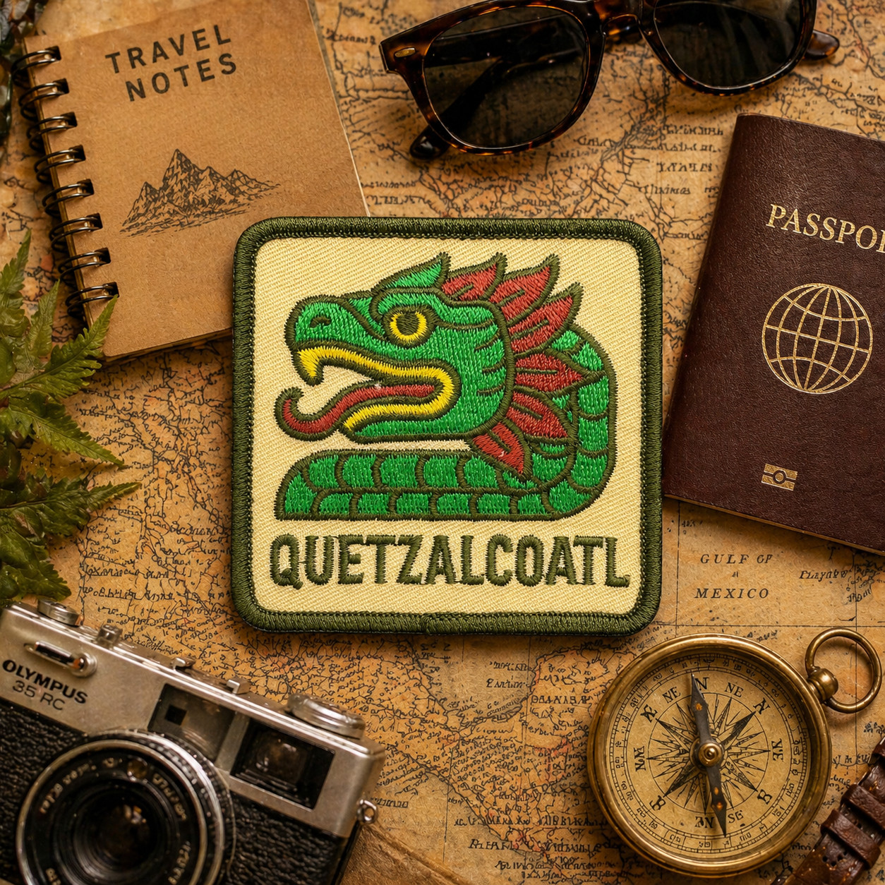 Quetzalcoatl Aztec Patch 3 Inch Iron On Embroidered Feathered Serpent Mexico