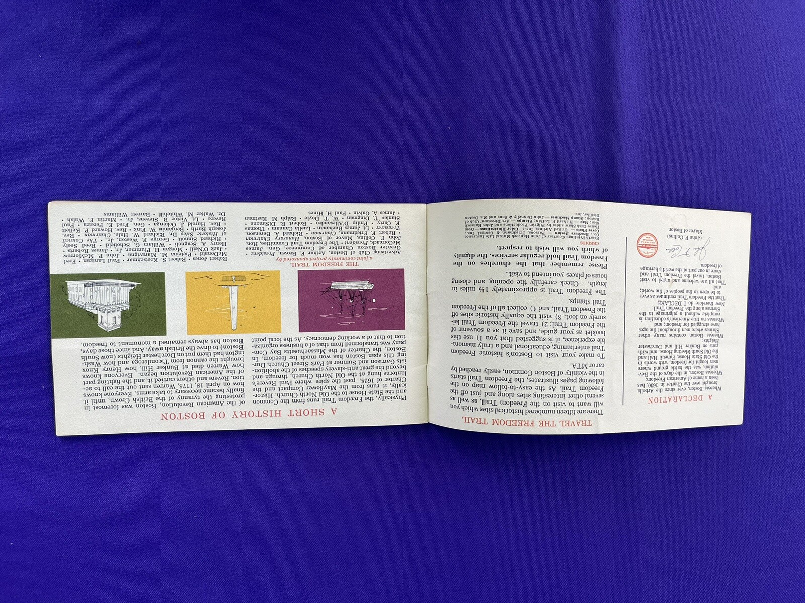 Vintage Historic Boston Freedom Trail Walking guide Brochure
