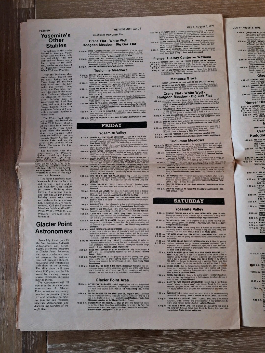 Yosemite Guide National Park California 1978 Broadsheet Newspaper