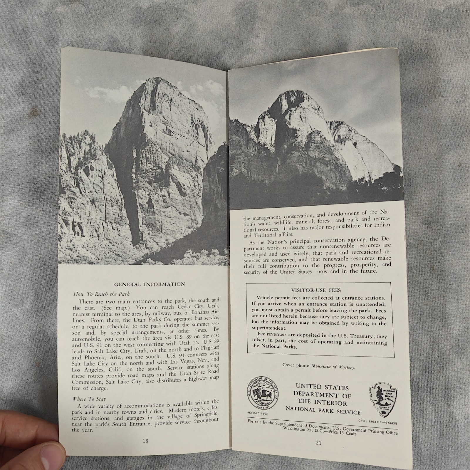 Original 1963 Zion National Park Utah Brochure Guide NPS – Horseback Cover