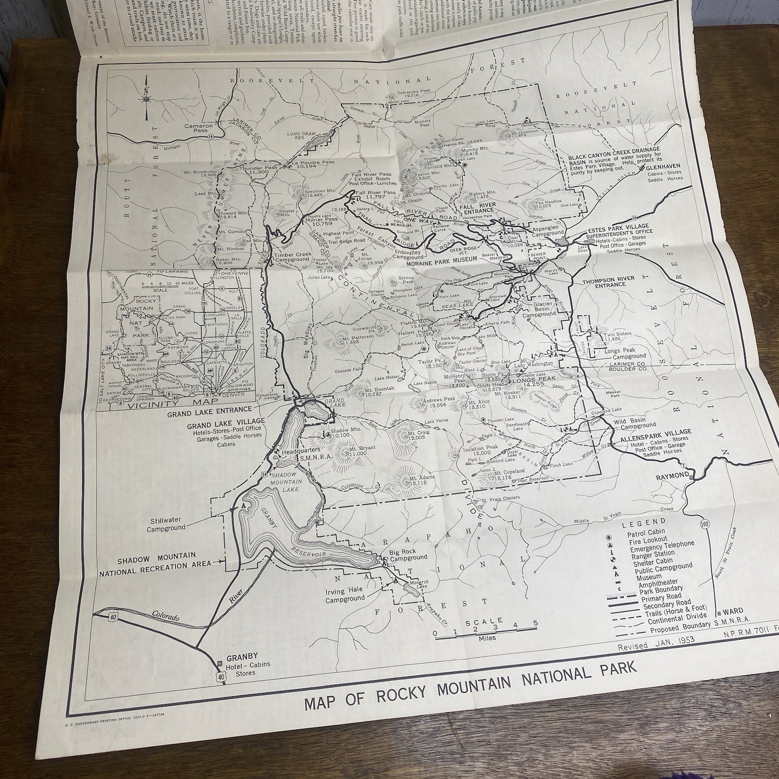 Rocky Mountain Pamphlet With Map 1954 Travel Guide National Park Colorado