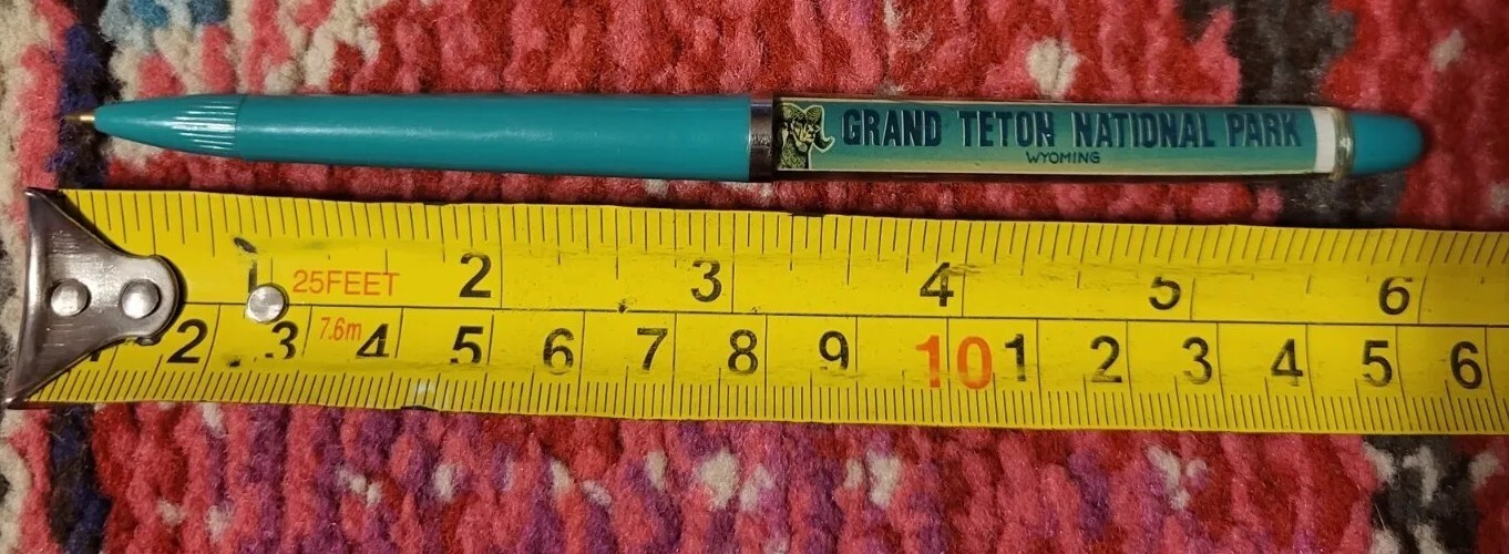 Vintage Grand Teton National Park green ram animal retro writing pen NEAT