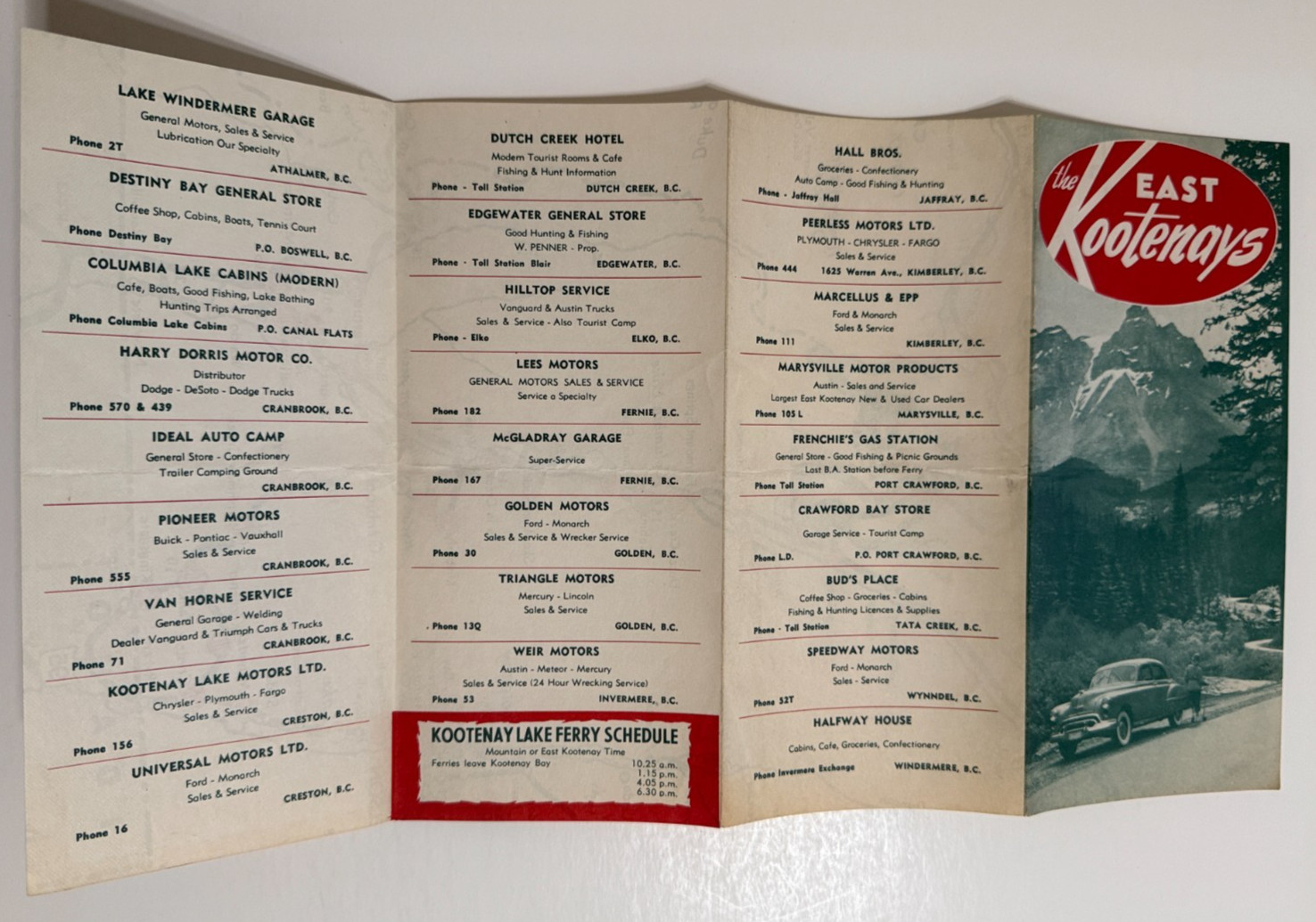 Vintage East Kootenays Map Brochure – British Columbia Canada