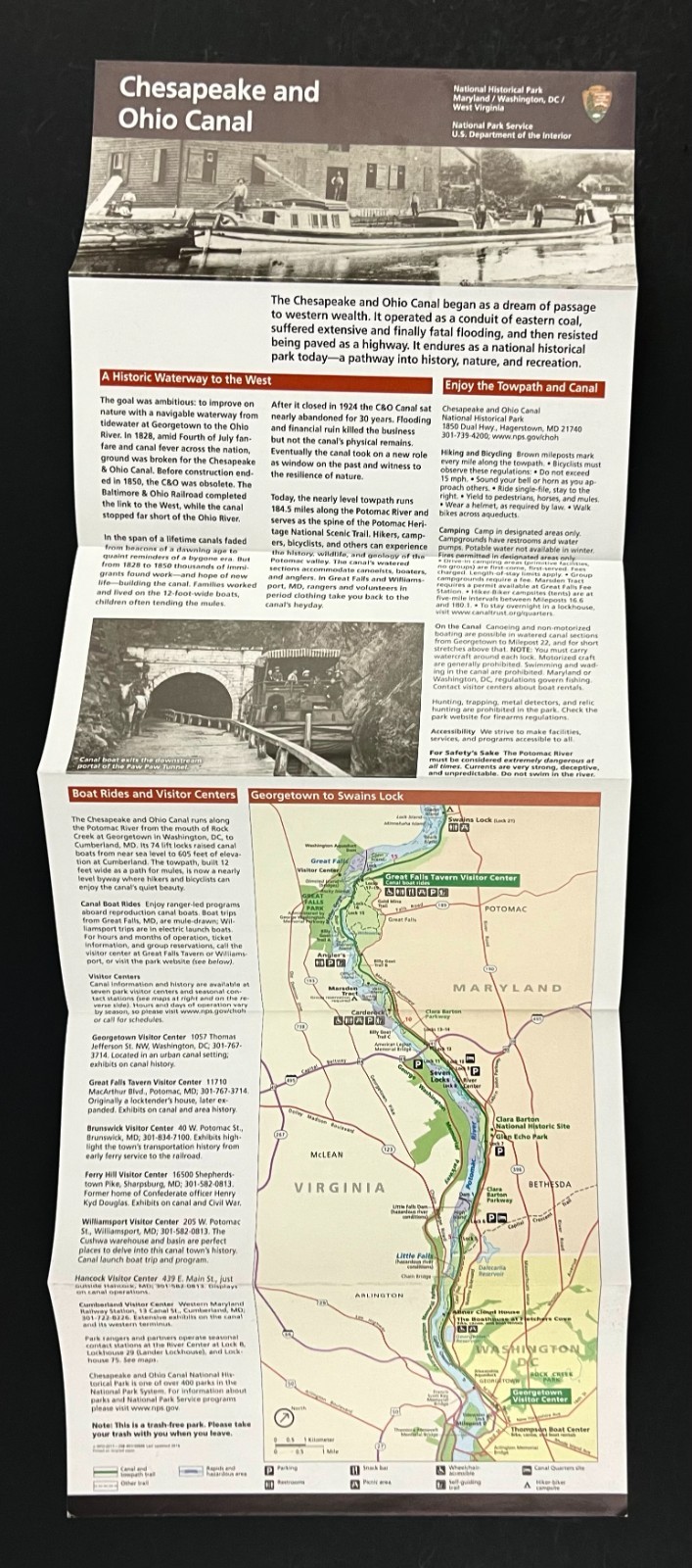 2017 Chesapeake Ohio Canal MD WV National Historic Park NPS Guide Brochure Map