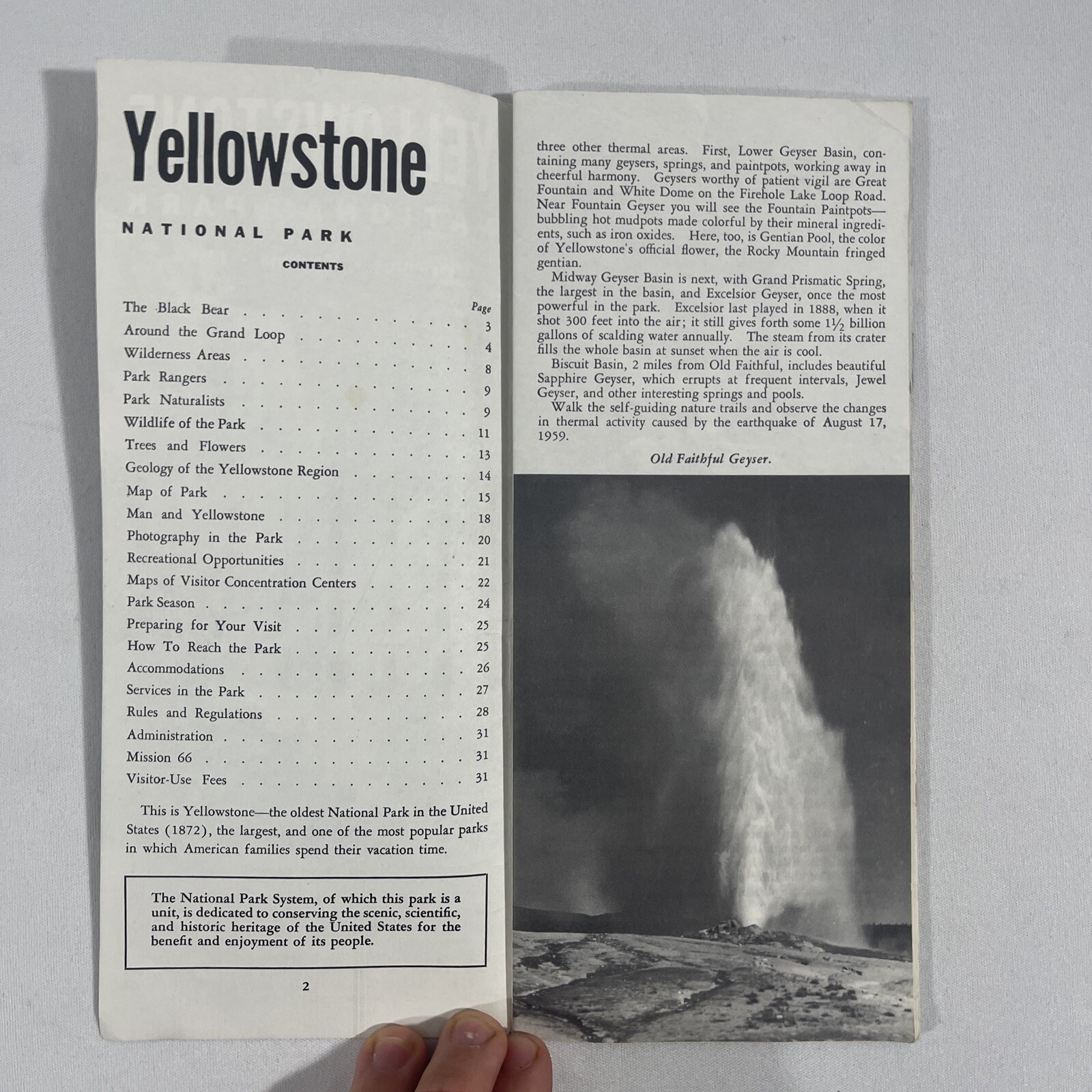 VTG Yellowstone Guide to Upper Geyser Basin National Park Map W/ Info Booklet