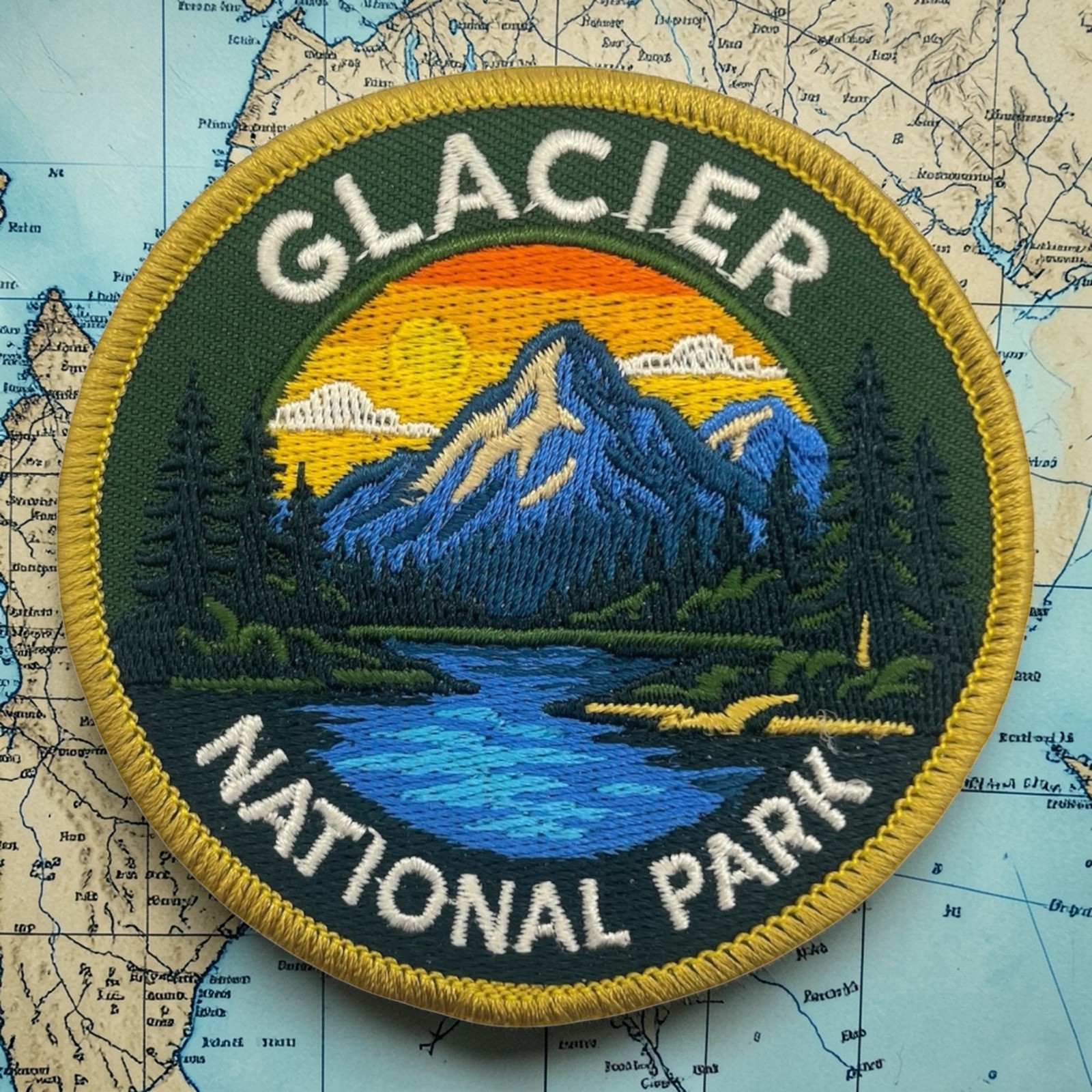 Glacier National Park Patch 3 Inch Iron On Embroidered Montana Travel Souvenir