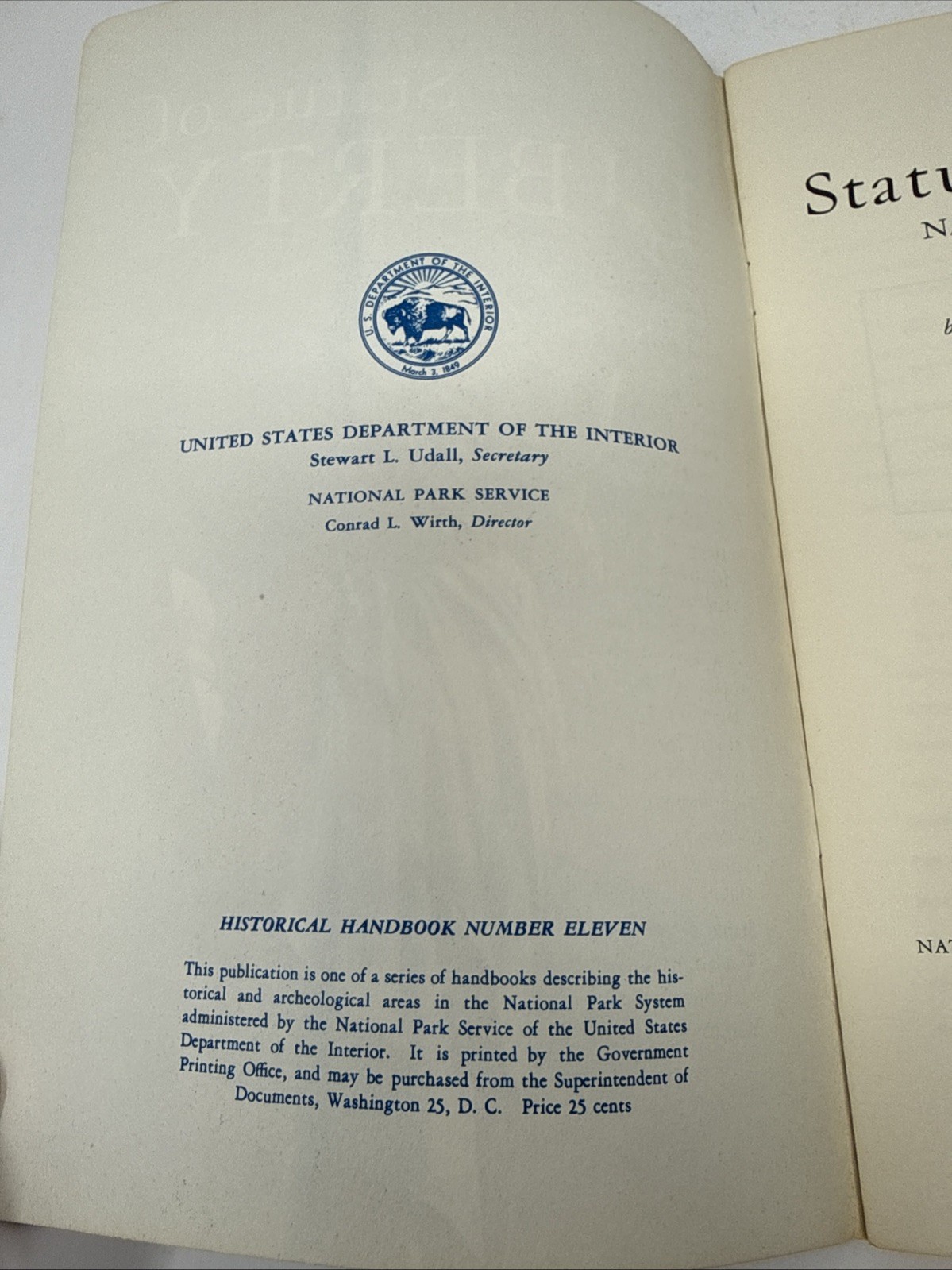 Statue of Liberty Historical Handbook No. 11 1961 National Monument Souvenir NYC