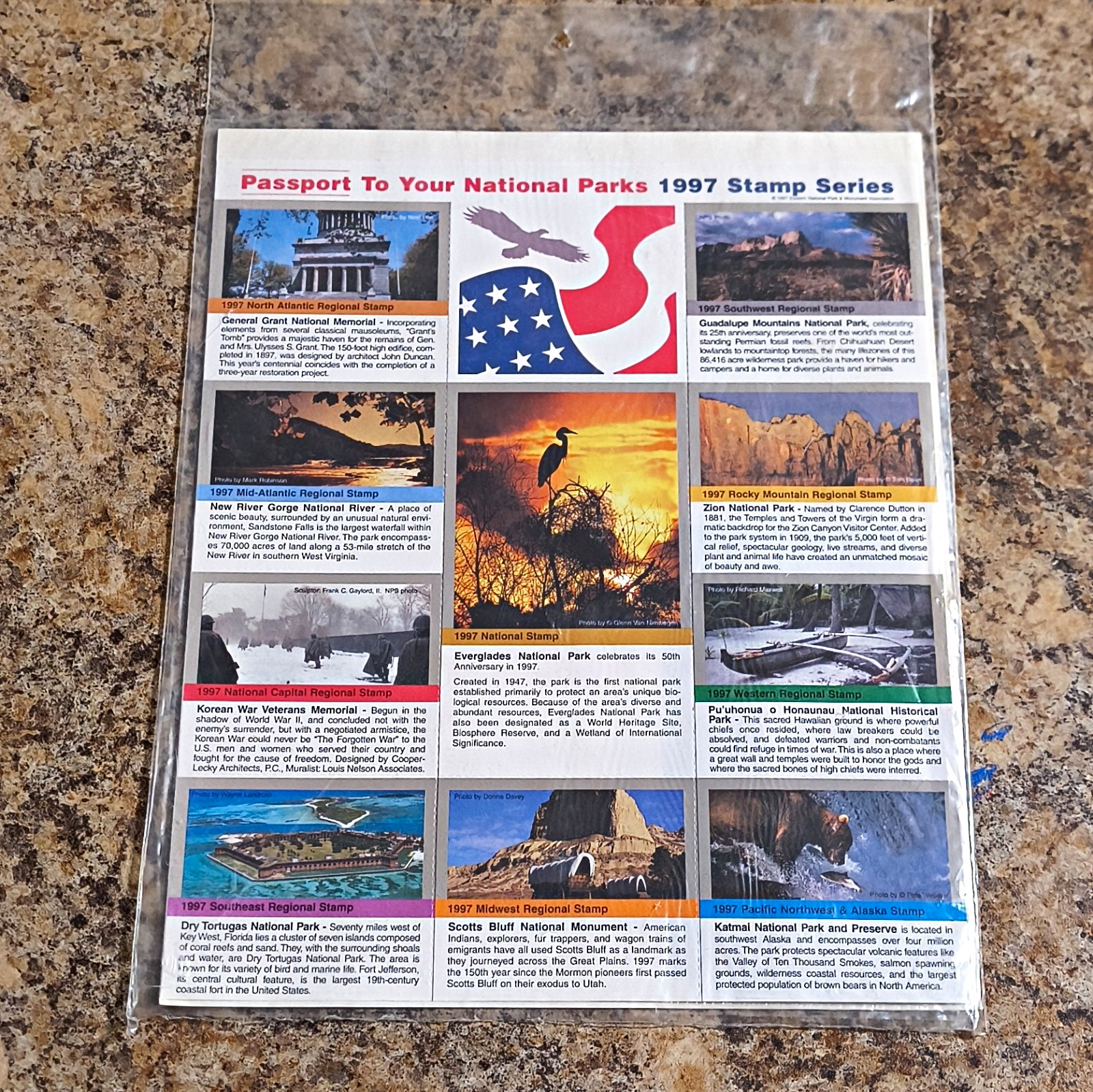 Passport To Your National Parks 1997 Stamp Series Souvenir/Collector Sheet