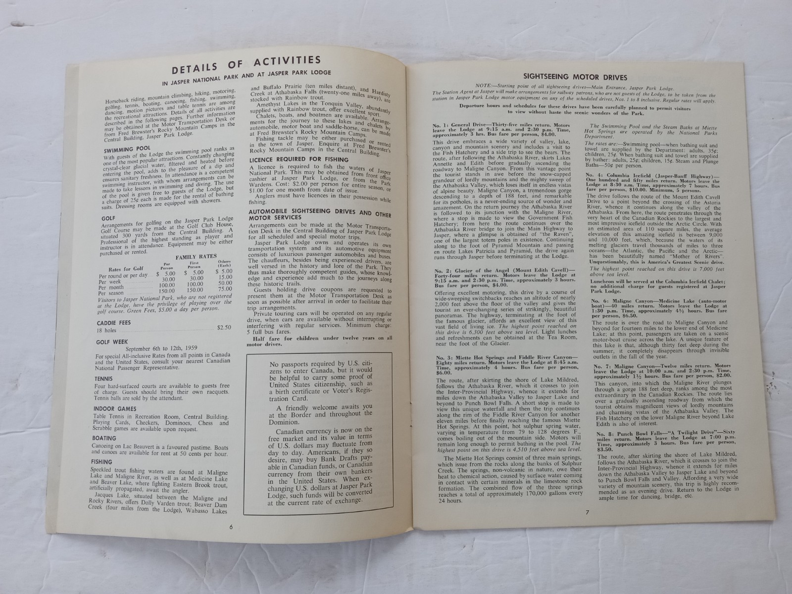 JASPER PARK LODGE Alberta 1959 Rates Information Book Canadian National Railways