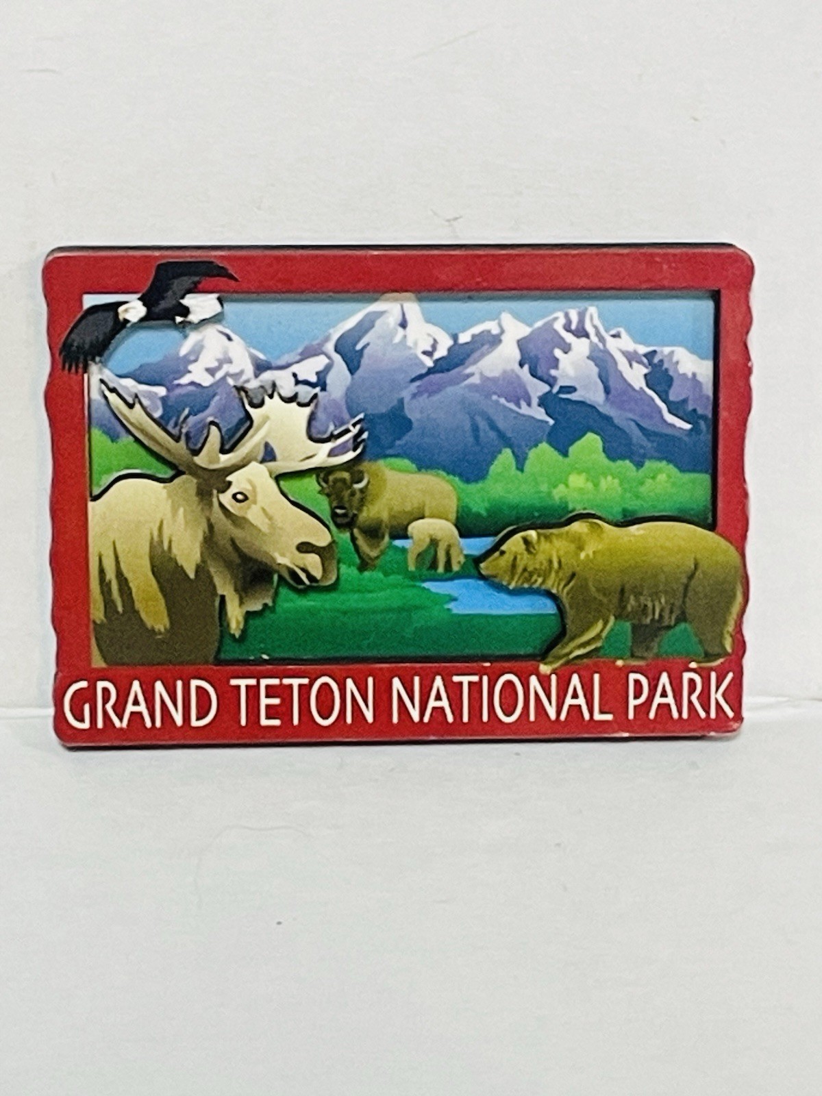 Grand Teton National Park Moose Bear Eagle Framed Souvenir Fridge Magnet