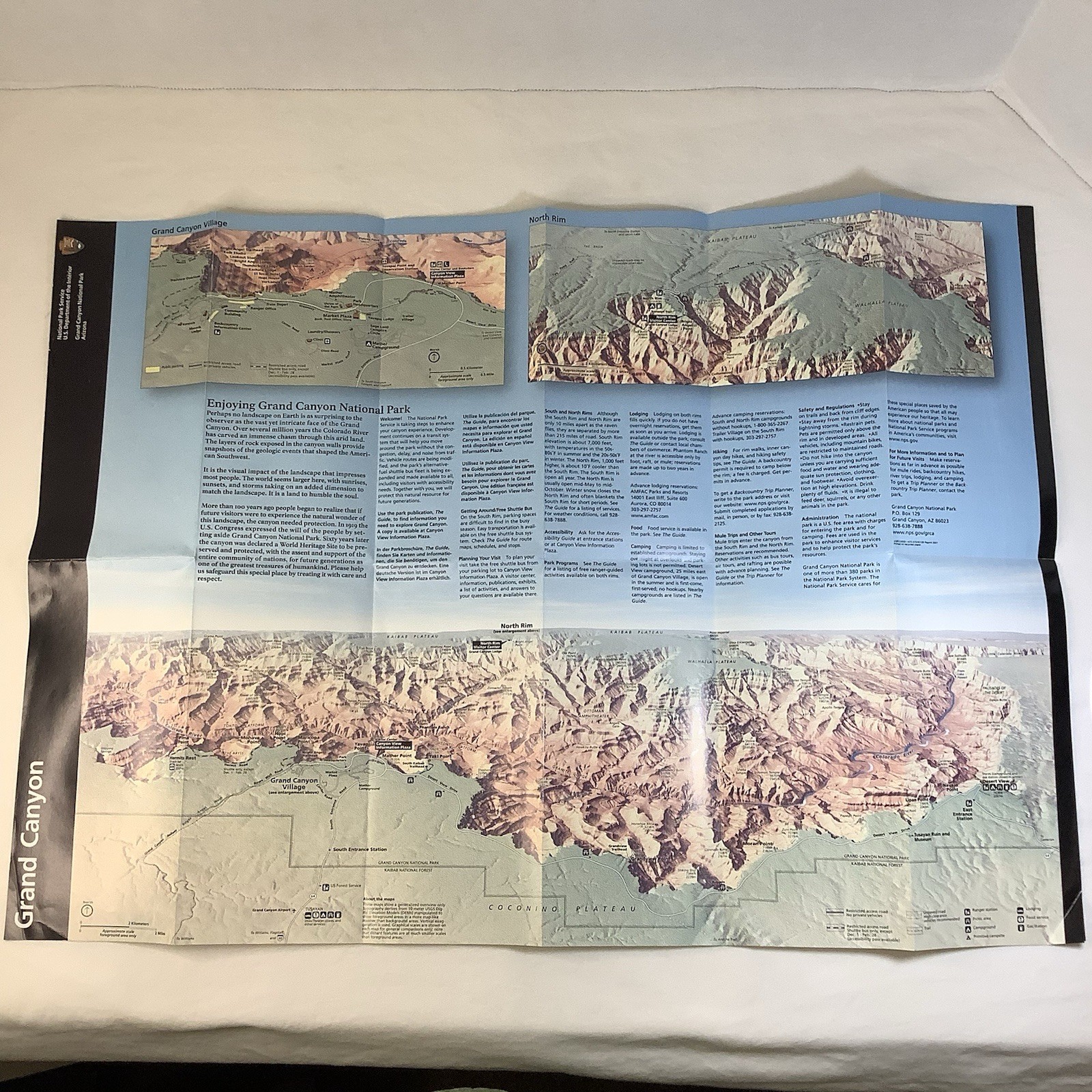 Grand Canyon Map & Tourist Guide 2001 National Park Arizona Colorado River