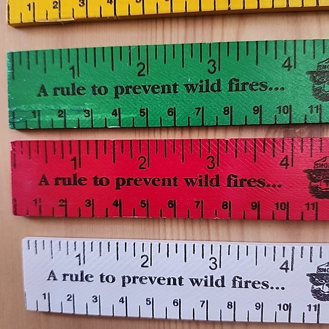 6 VTG Smokey The Bear Wood Ruler Smokey’s Friends Don’t Play With Matches