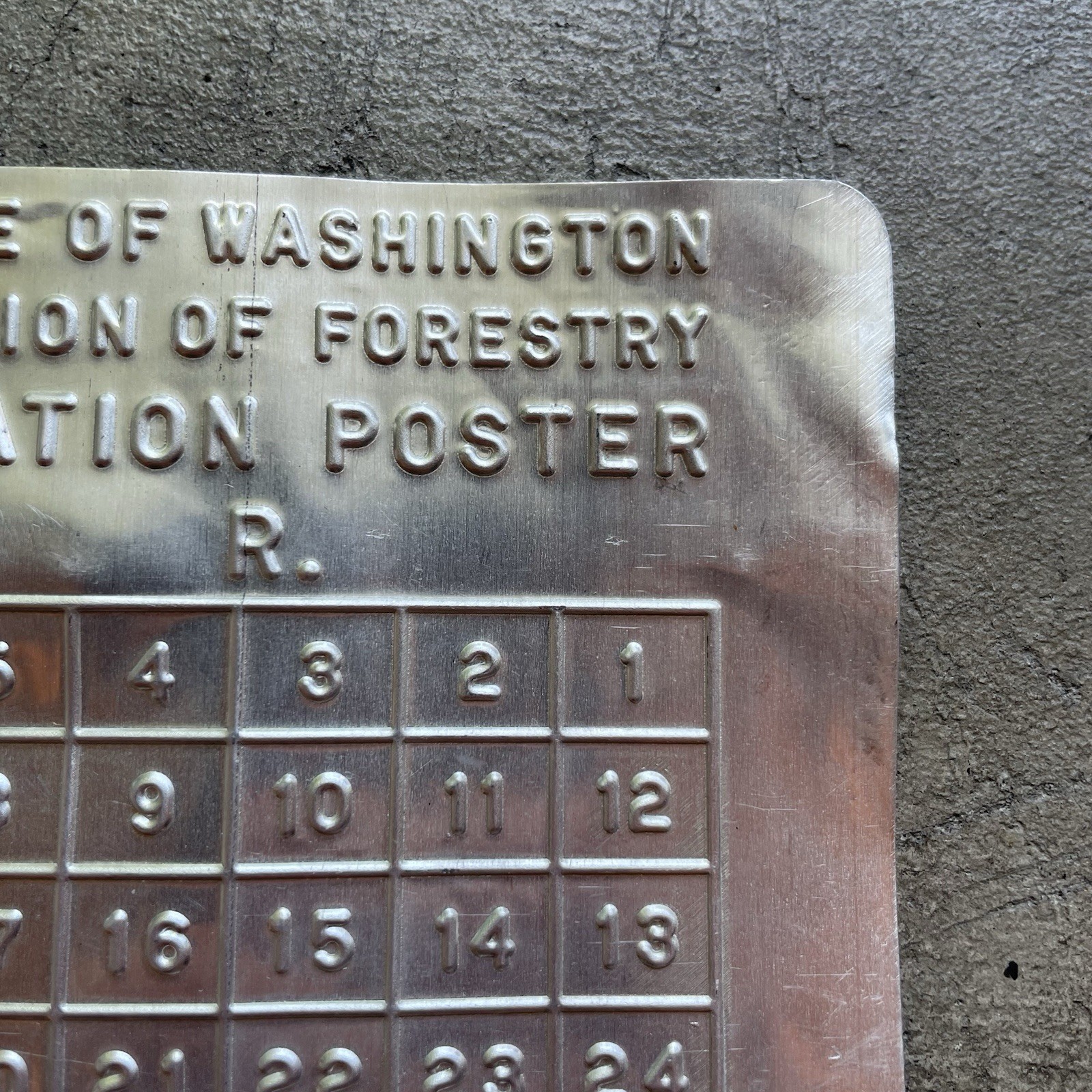 VTG WA Div of Forestry Service Survey Location Aluminum Metal Poster Sign