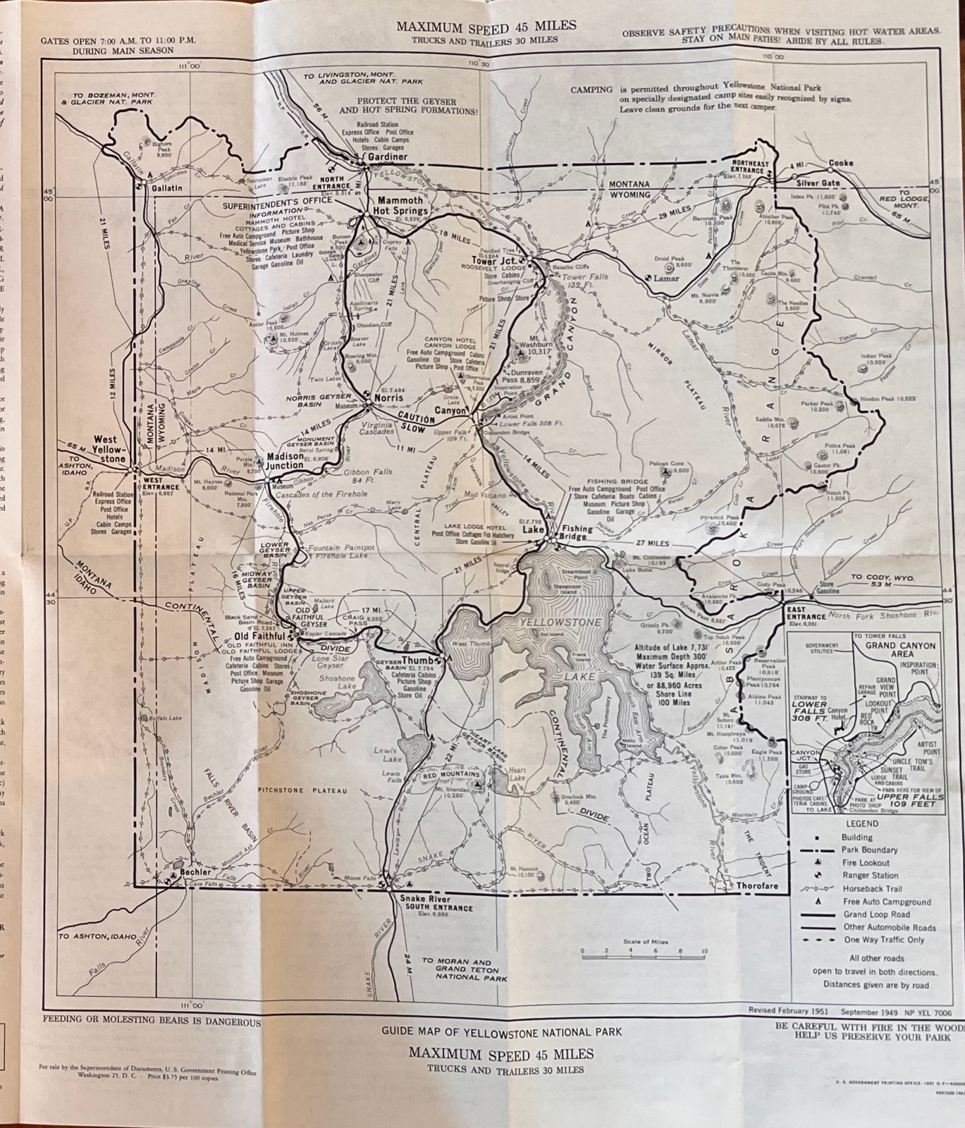 Yellowstone National Park Brochure and Map