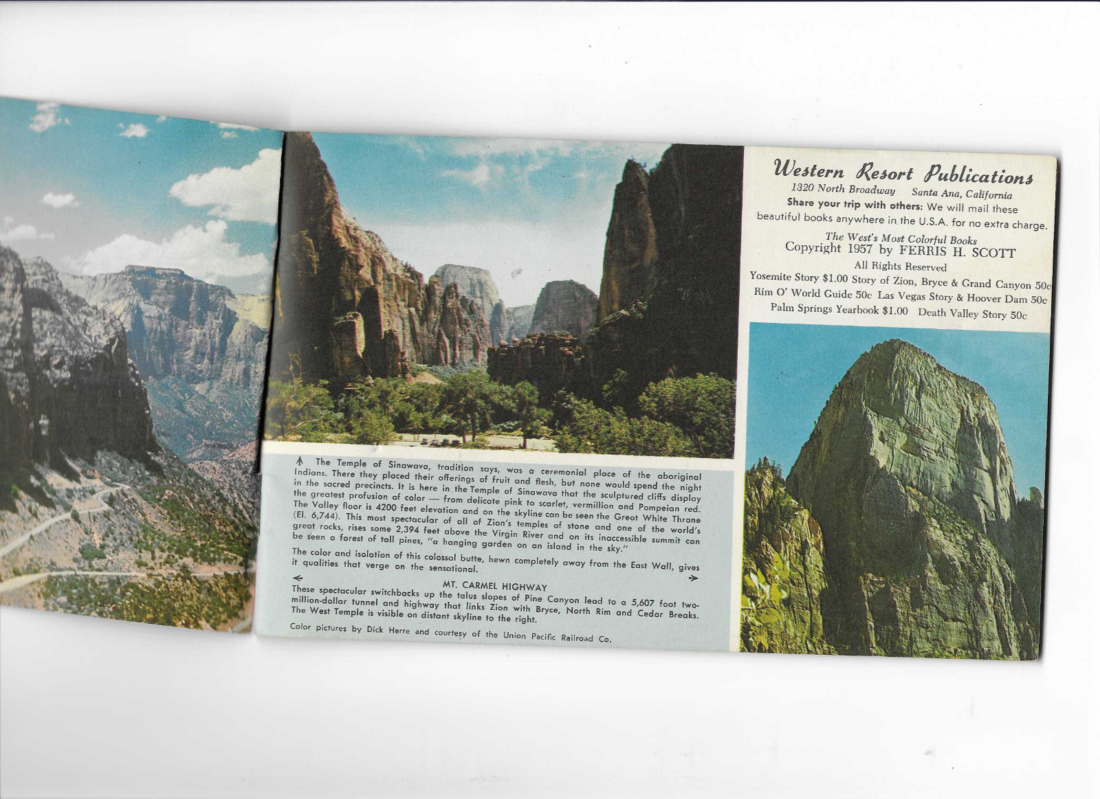 Nat. Park Grand Canyon-Zion-Bryce Story color views/guide Western Resort 1957