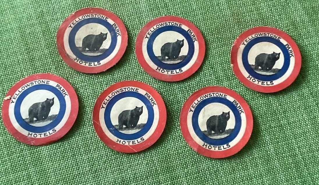 Qty 1 Original YELLOWSTONE PARK HOTELS RED WHITE & BLUE TARGET SEAL STICKER