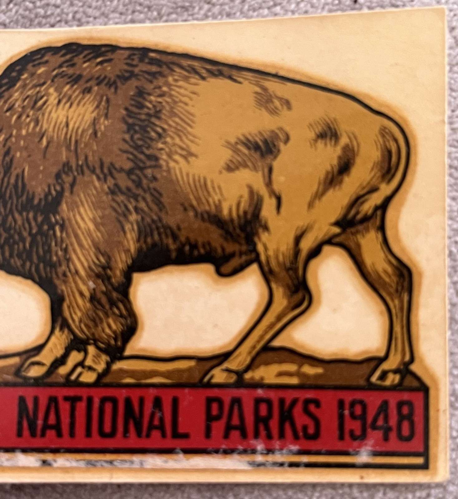 1948 Canada’s National Parks Bison Buffalo Car Window Decal Original Transfer