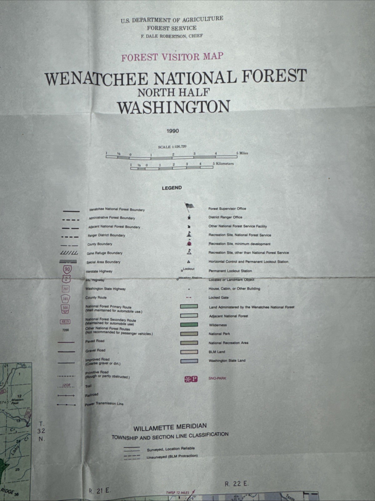 National Forest Map – Wenatchee Washington 1989 Recreation Guide