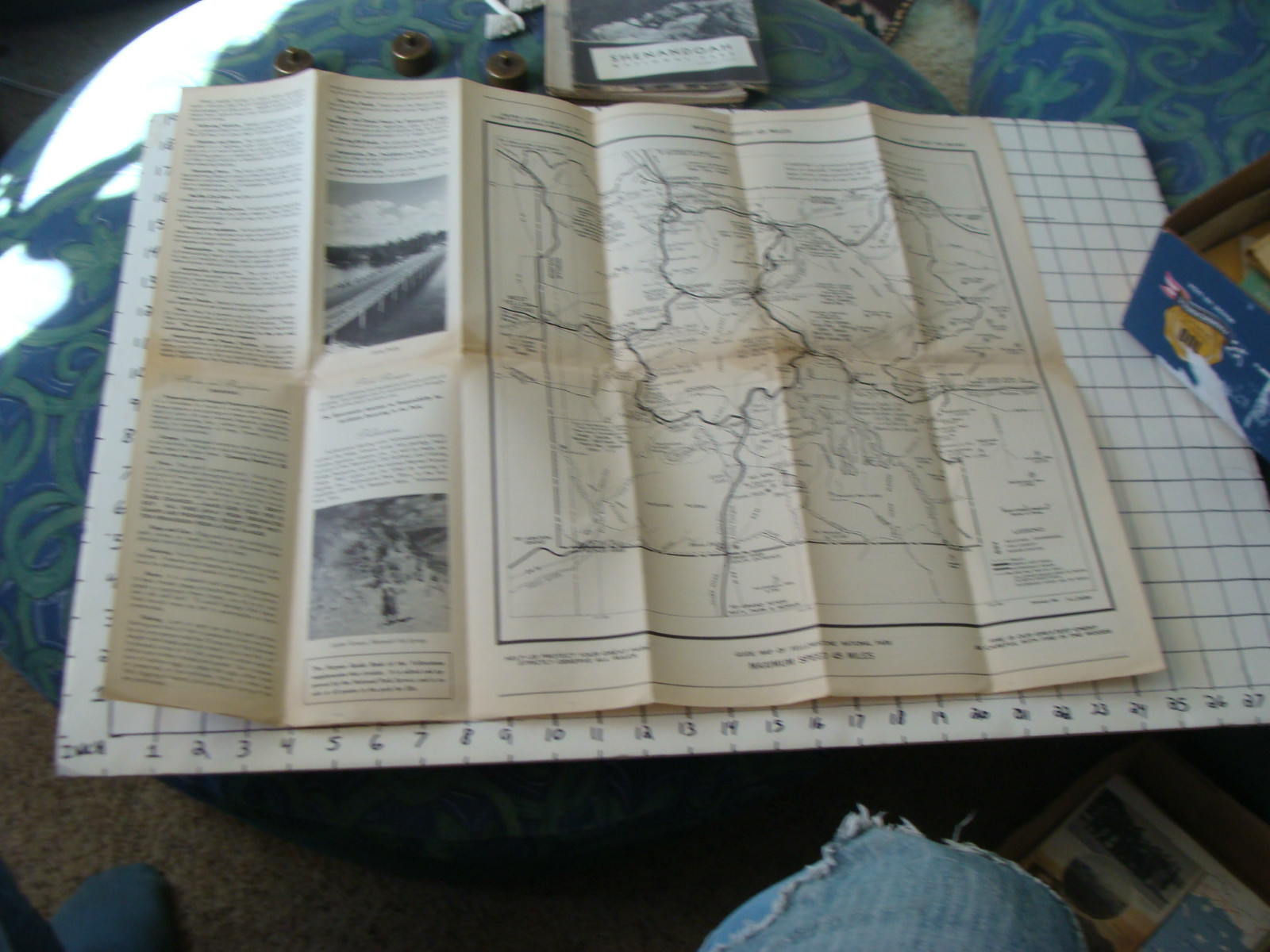 Original NATIONAL PARK: 1941 YELLOWSTONE NATIONAL PARK brochure Map small tear