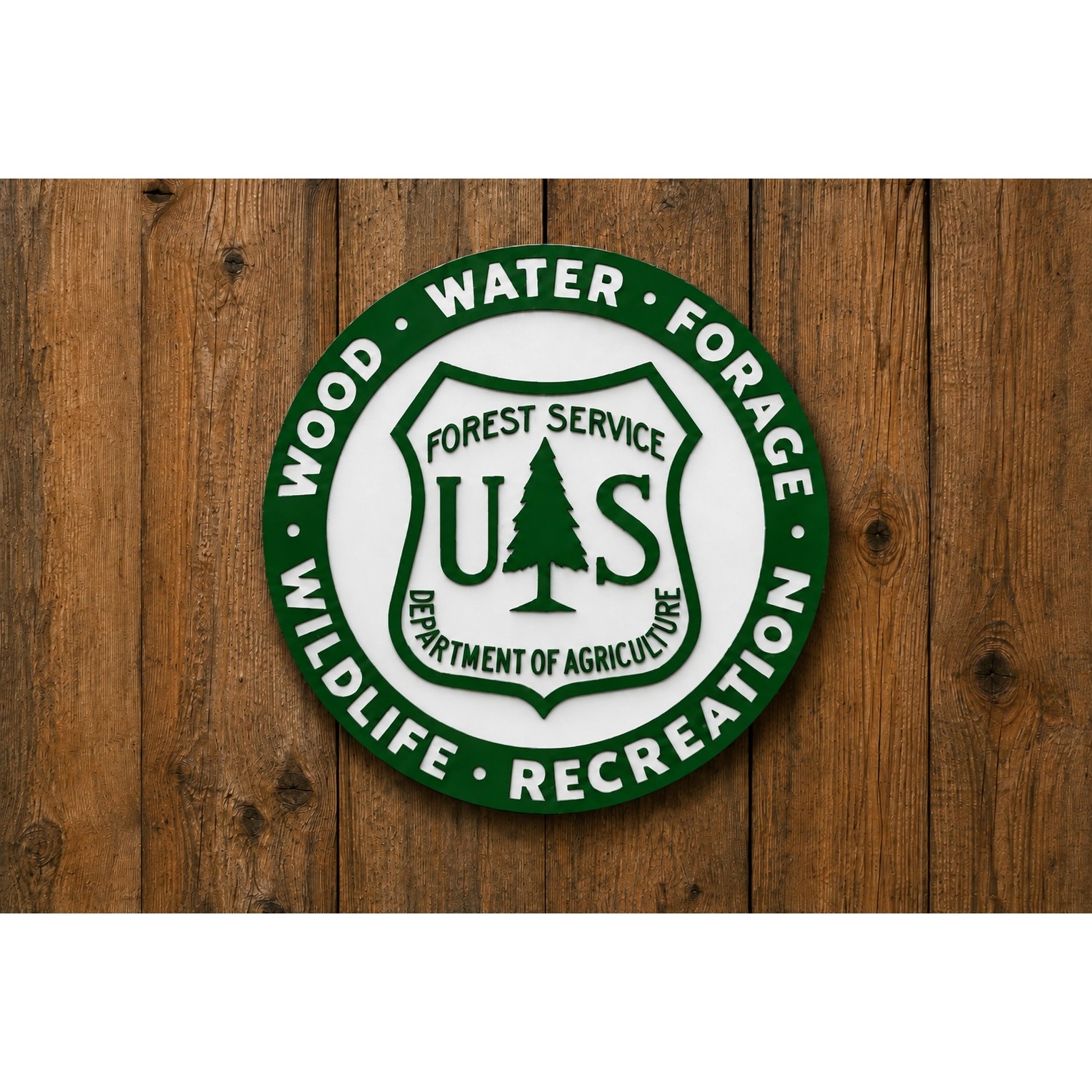 US FOREST SERVICE Sign Wood Water Forage Wildlife Recreation Dept Agriculture
