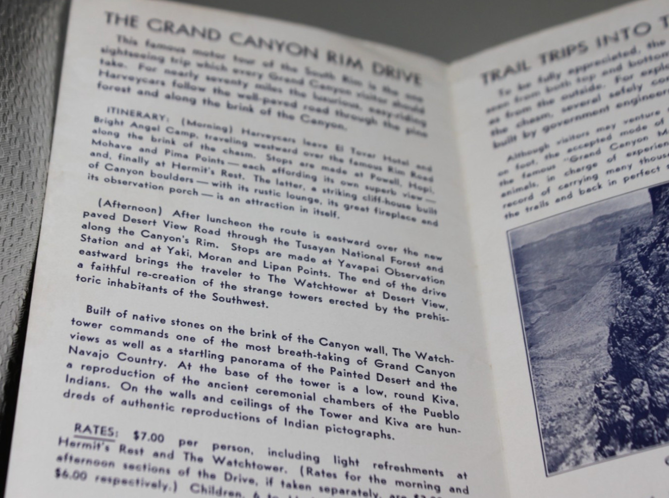 Grand Canyon National Park Travel Brochure EL Tovar Hotel