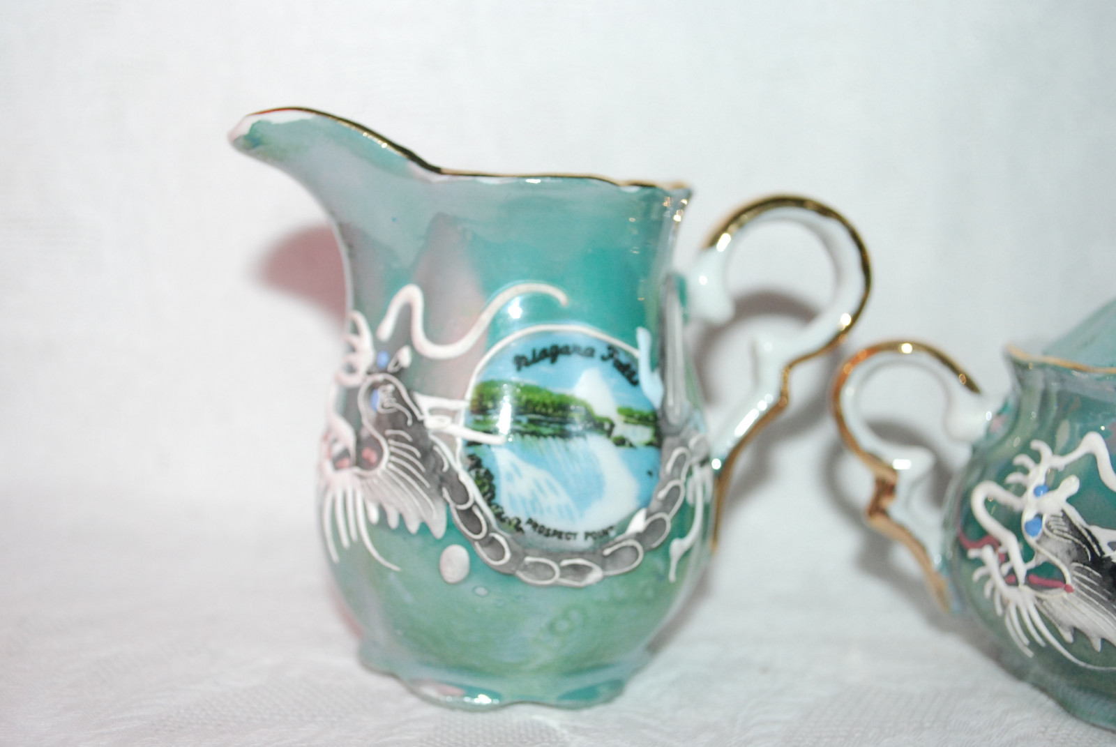 VINTAGE NIAGARA FALLS SOUVENIRS, 2 PIECES, SMALL PITCHER, & CREAMER