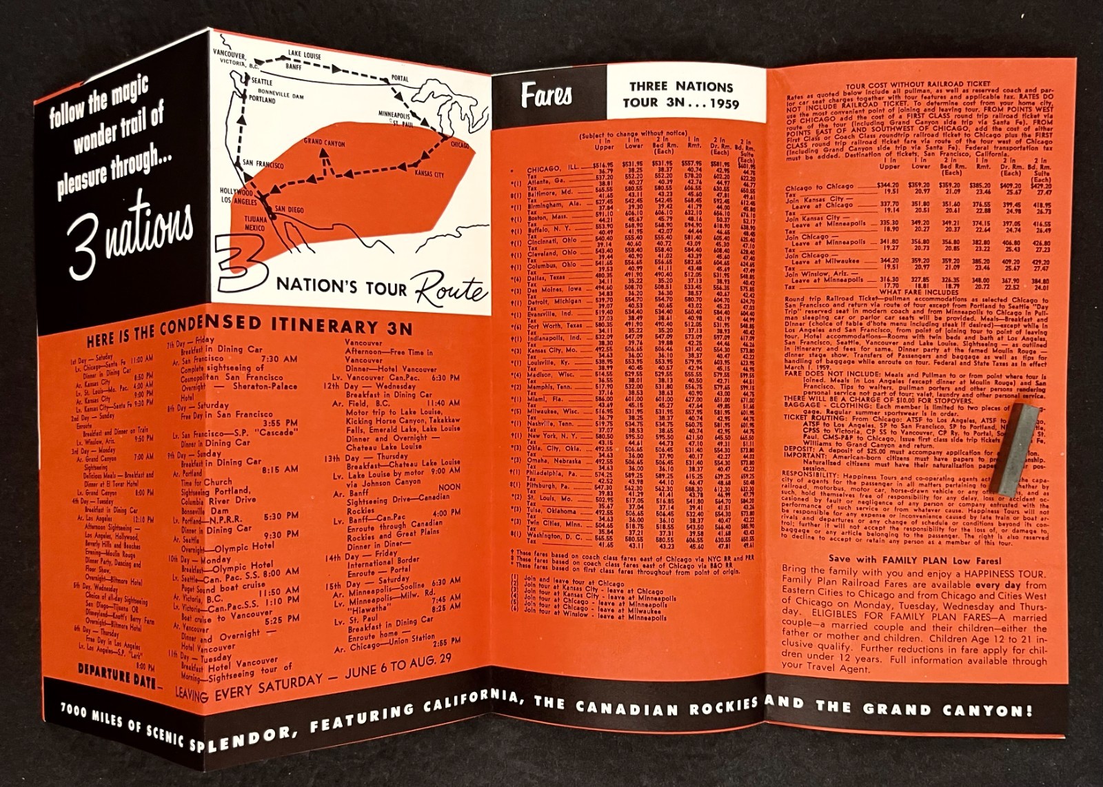 1959 Happiness Tours 3 Nations First Class Pullman US MX CAN VTG Travel Brochure