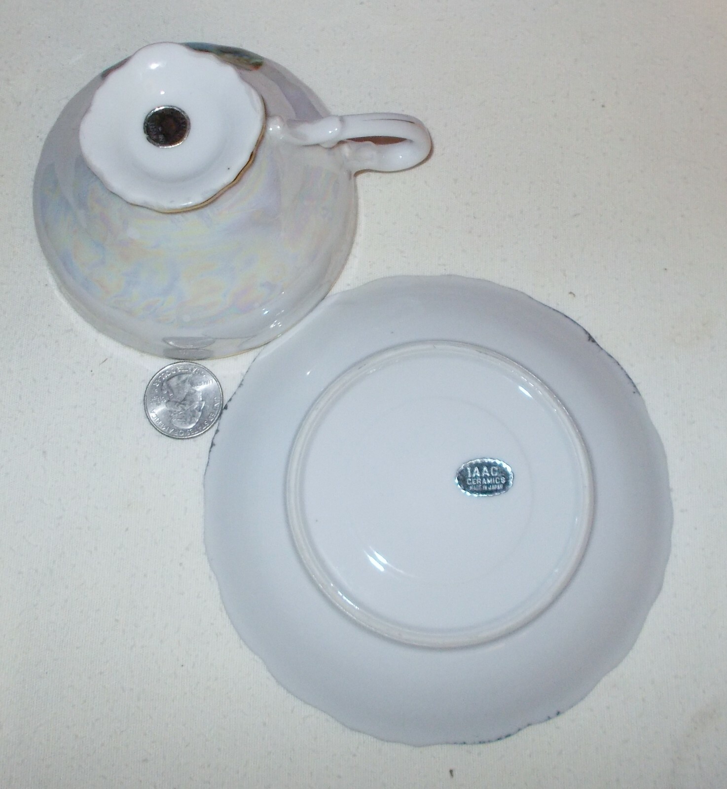 VTG Victoria Ceramics YELLOW STONE NATIONAL PARK CUP & SAUCER Luster Ware +