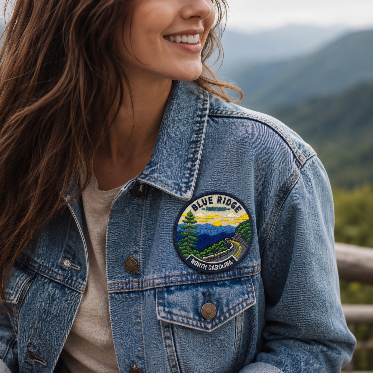 Blue Ridge Parkway Patch North Carolina 3″ Embroidered Iron On Travel Badge