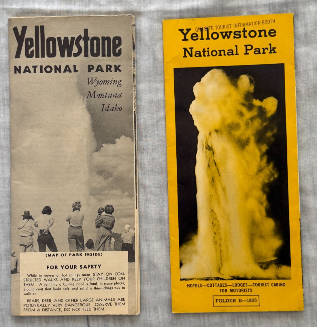 1955 Promotional Brochure to Yellowstone National Park, Lot of 2