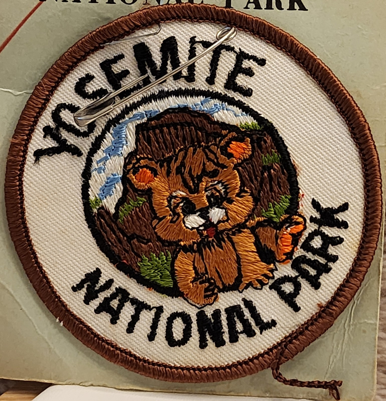 Yosemite National Park CA Bear Cub Half Dome Round Embroidered Patch Badge Vtg