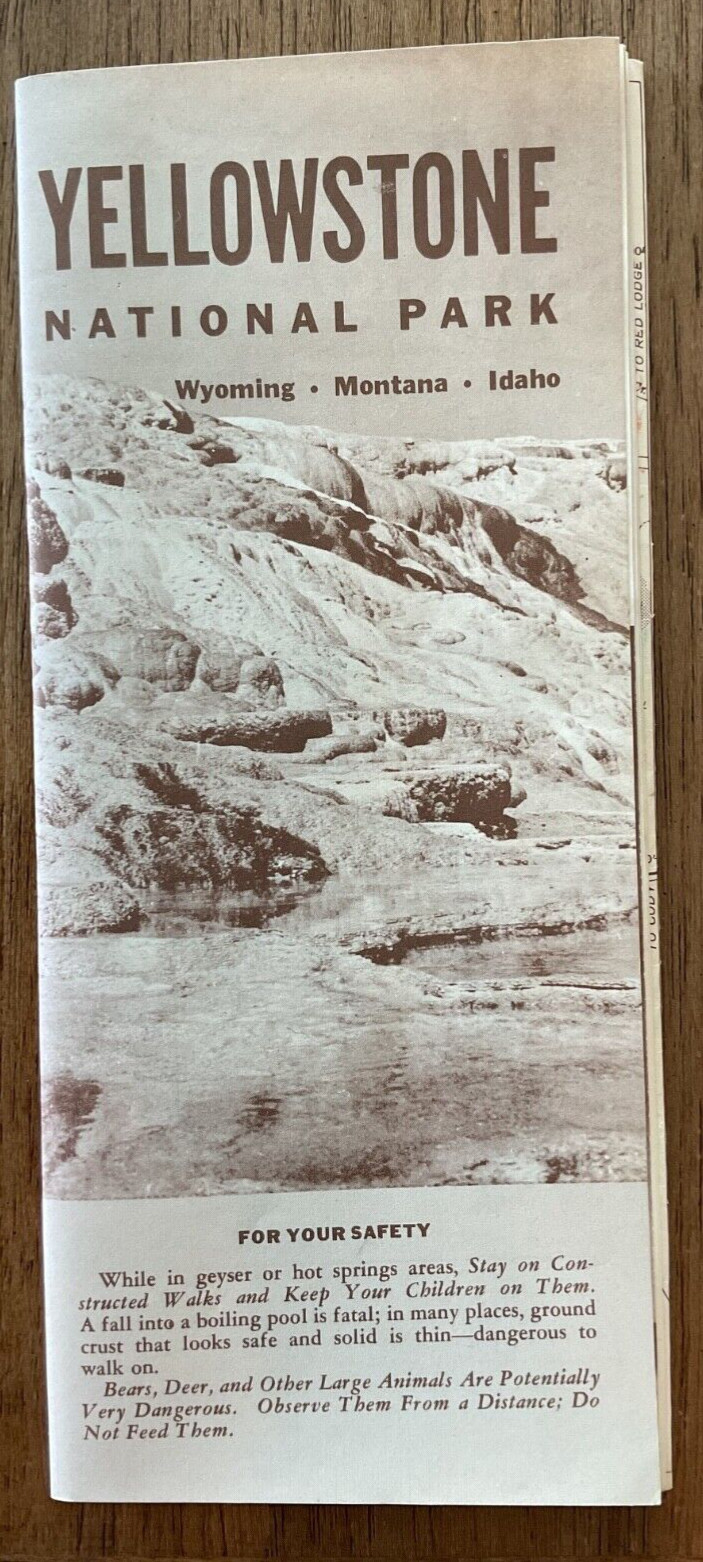 Rare 1957 Yellowstone National Park Road Map Guide Booklet Brochure