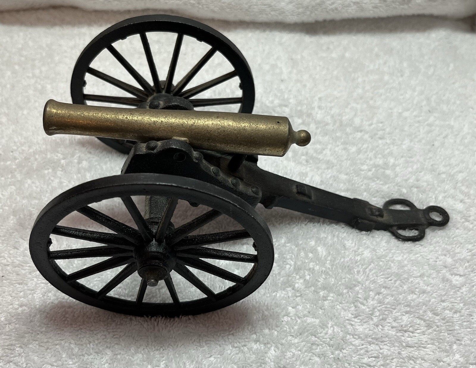 Vintage Penn Craft USA Cast Iron & Brass Wheeled Military Cannon