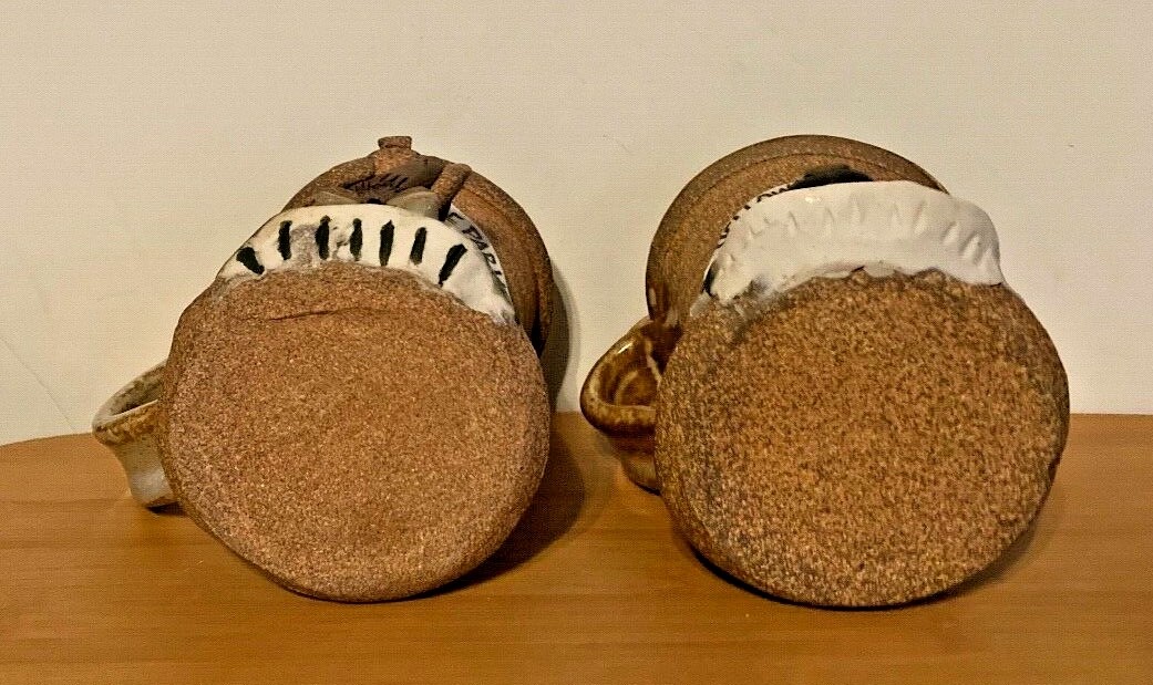2 Yellowstone Park Souvenir Cups with Clay Ceramic Animal Figures
