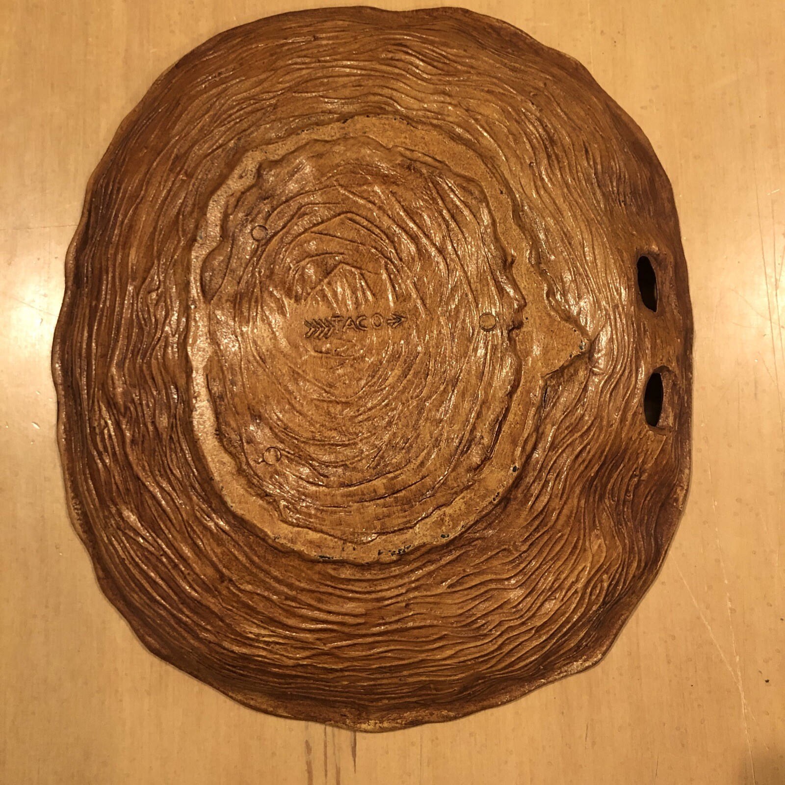 Vintage Yellowstone Park Souvenir 12″ Taco Plate Bowl 3D Faux Wood Retro Cabin
