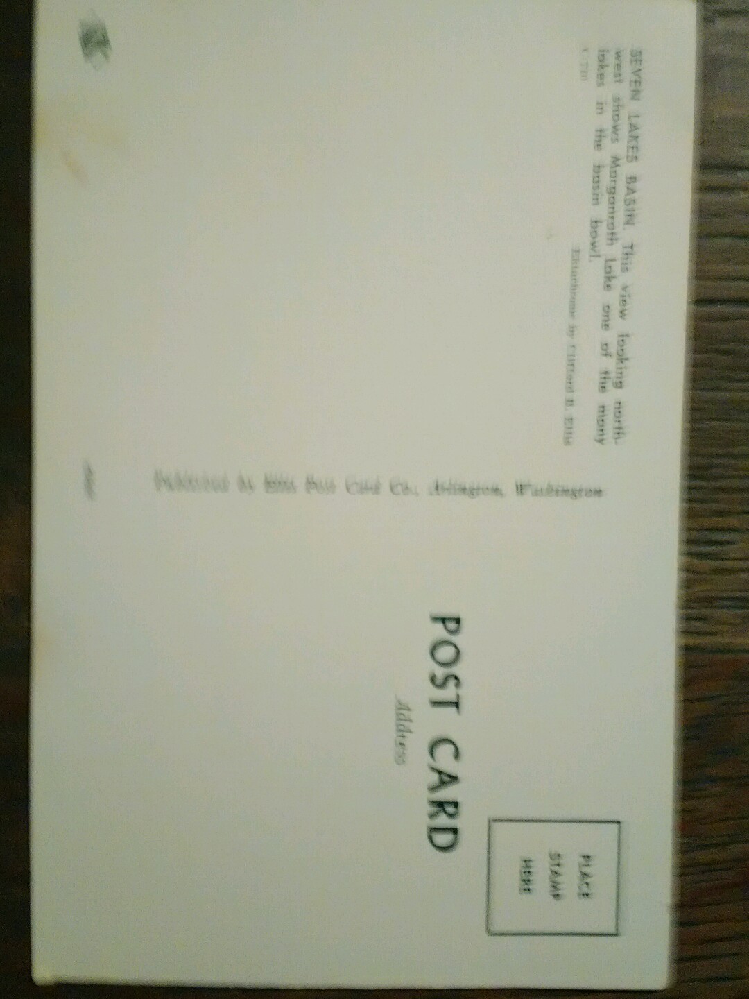 AIR SHOT VINTAGE POST CARD SEVEN LAKES BASIN OLYMPIC NATIONAL PARK WASHINGTON