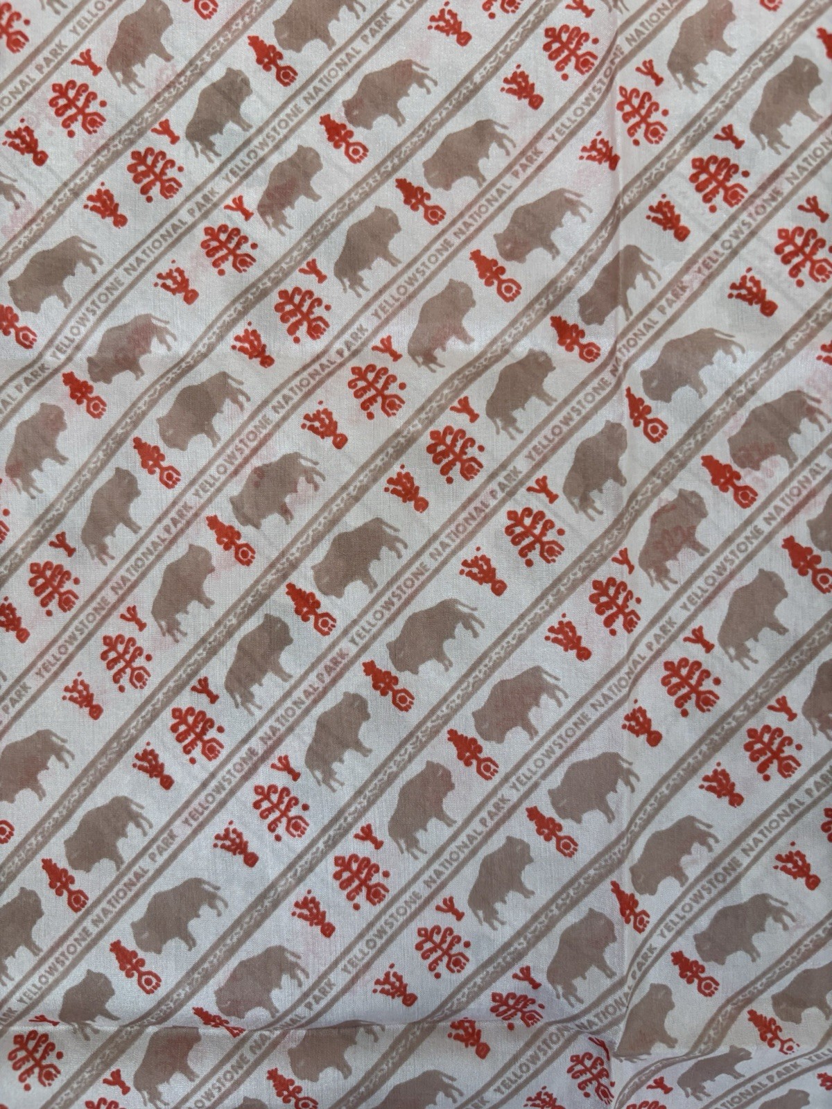 *RARE FIND* Lot Of 4 Vintage Silk Yellowstone Souvenir Scarves Bison Buffalo 32”