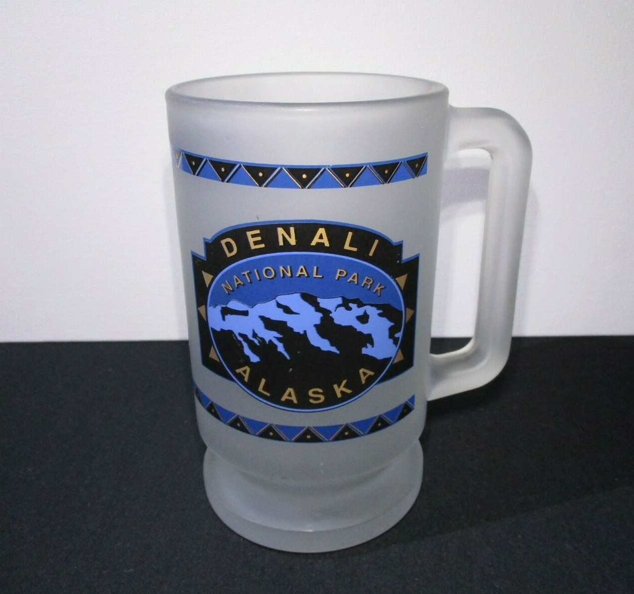 Denali National Park Alaska Heavy Beer Mug (frosted) souvenir, Glass beer stein